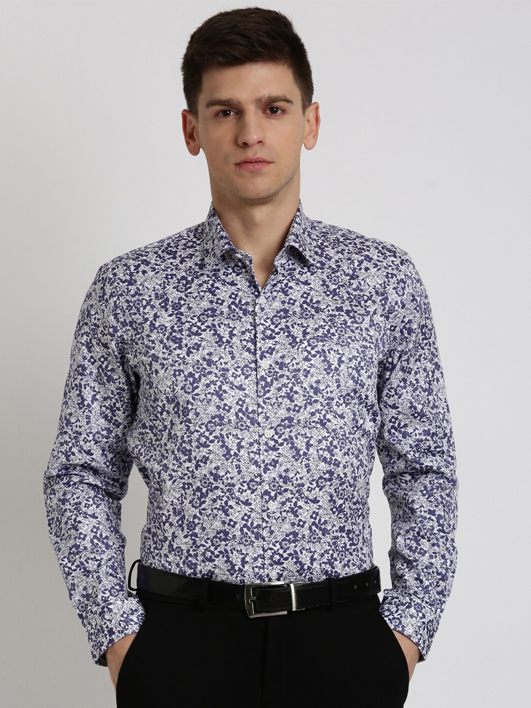 

Peter England Floral Printed Pure Cotton Formal Shirt, Purple