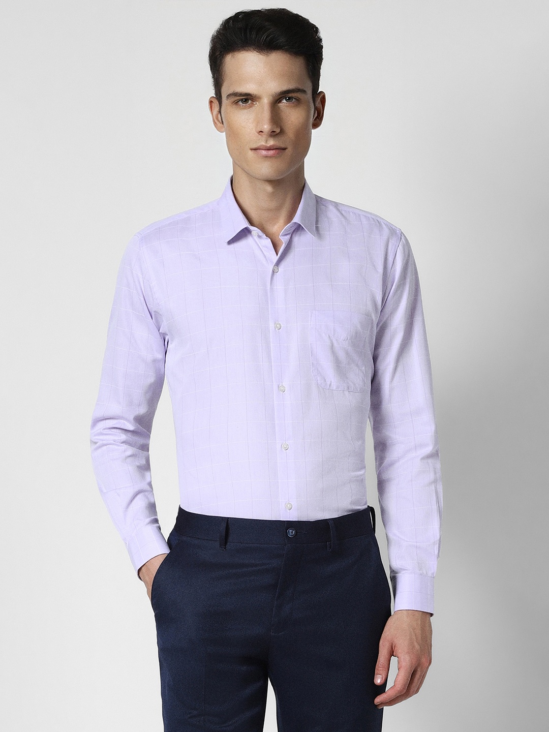 

Peter England Men Purple Checked Formal Shirt