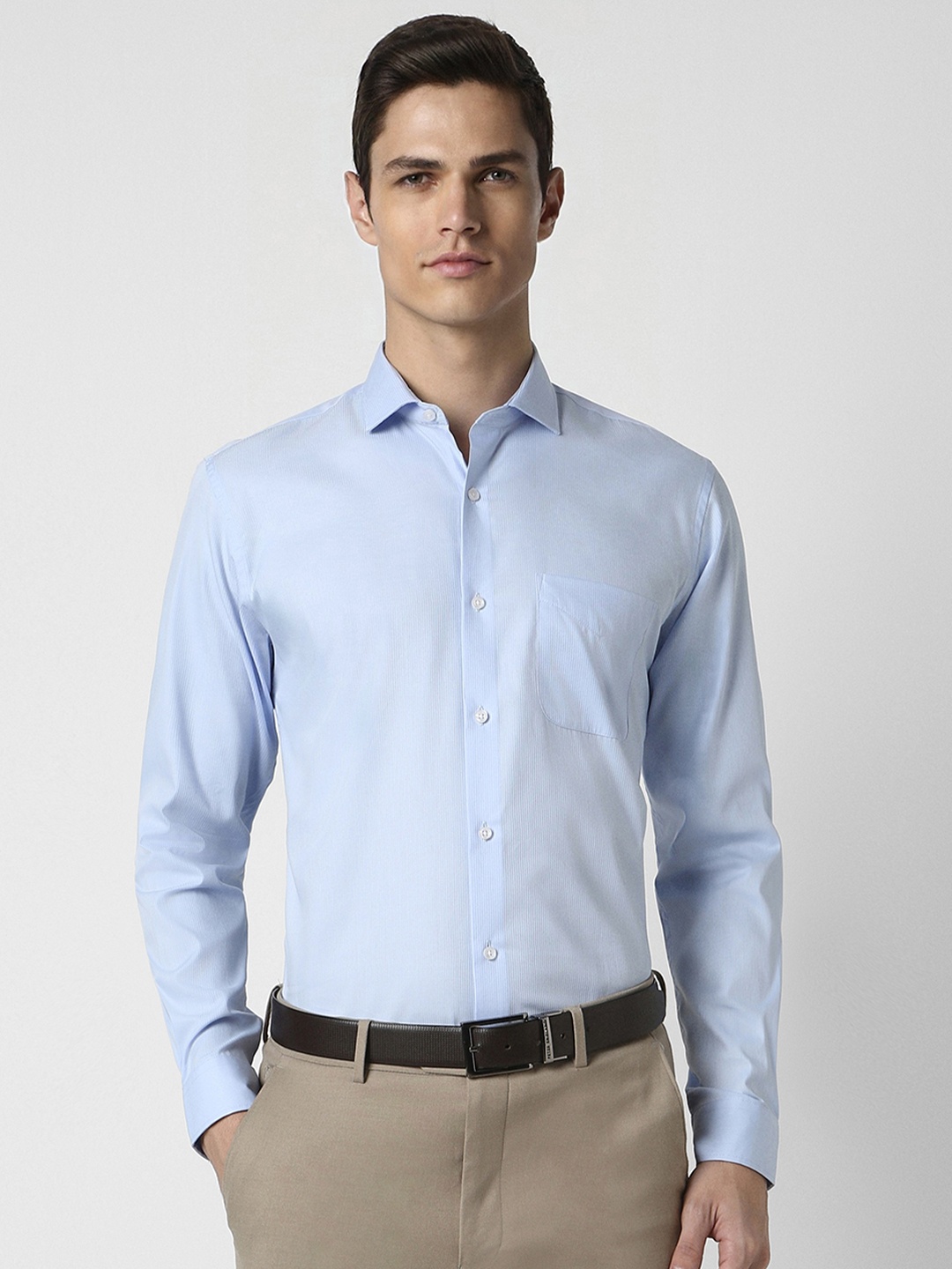 

Peter England Men Blue Slim Fit Striped Formal Shirt