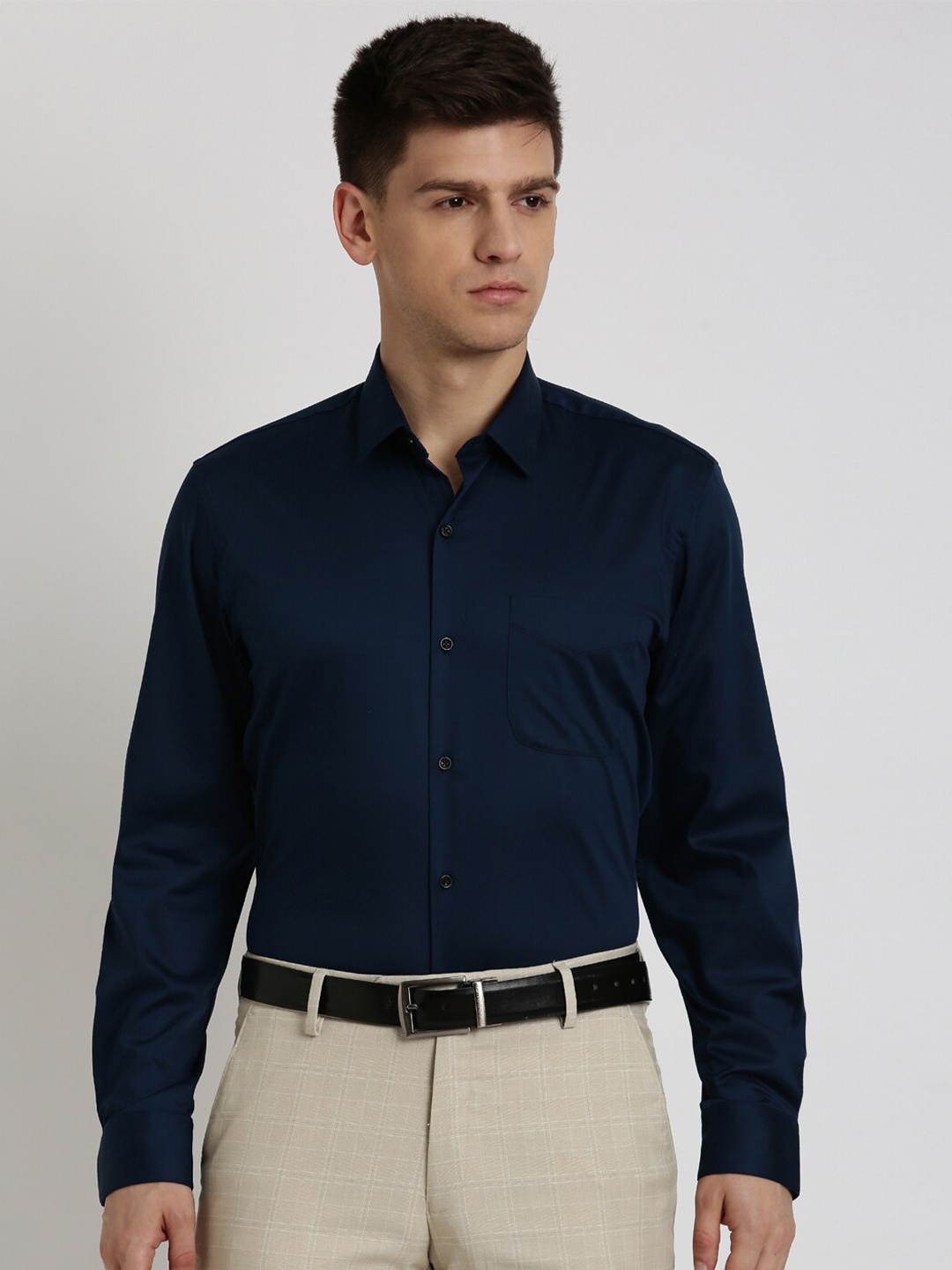 

Peter England Spread Collar Formal Shirt, Navy blue