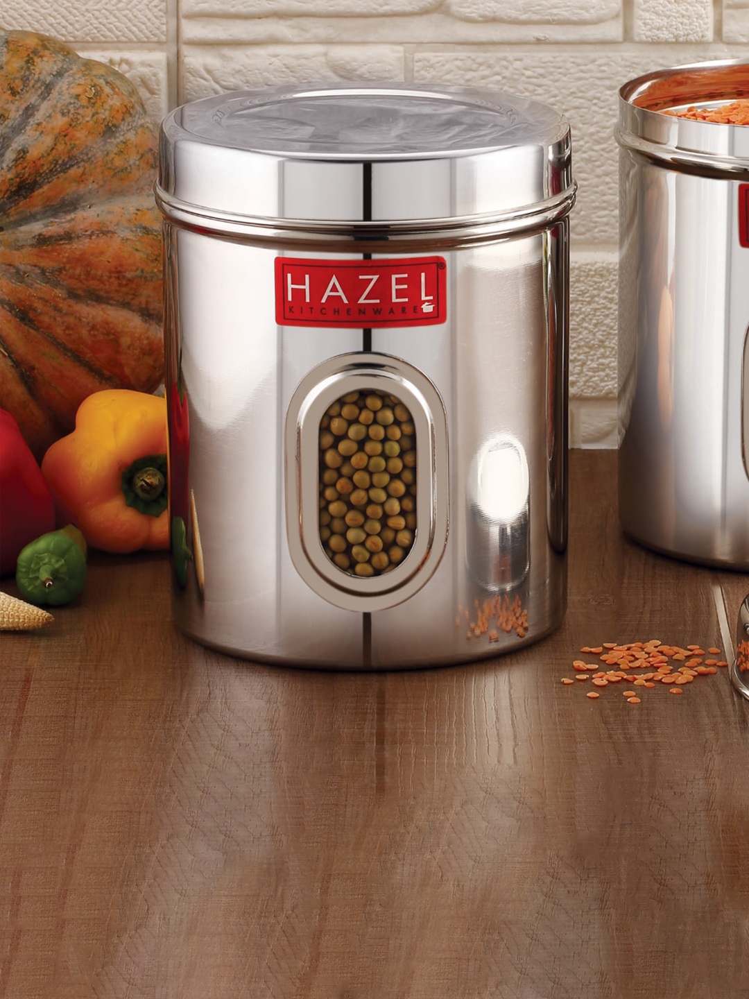 

HAZEL Silver Toned 6 Pieces Stainless Steel Kitchen Storage Air Tight Containers 1.4 L