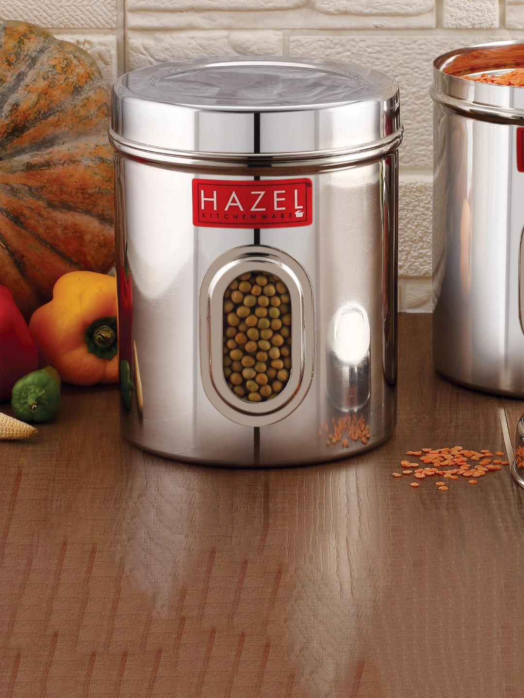 

HAZEL Silver Toned 4 Pieces Stainless Steel Kitchen Storage Air Tight Containers 2.4 L