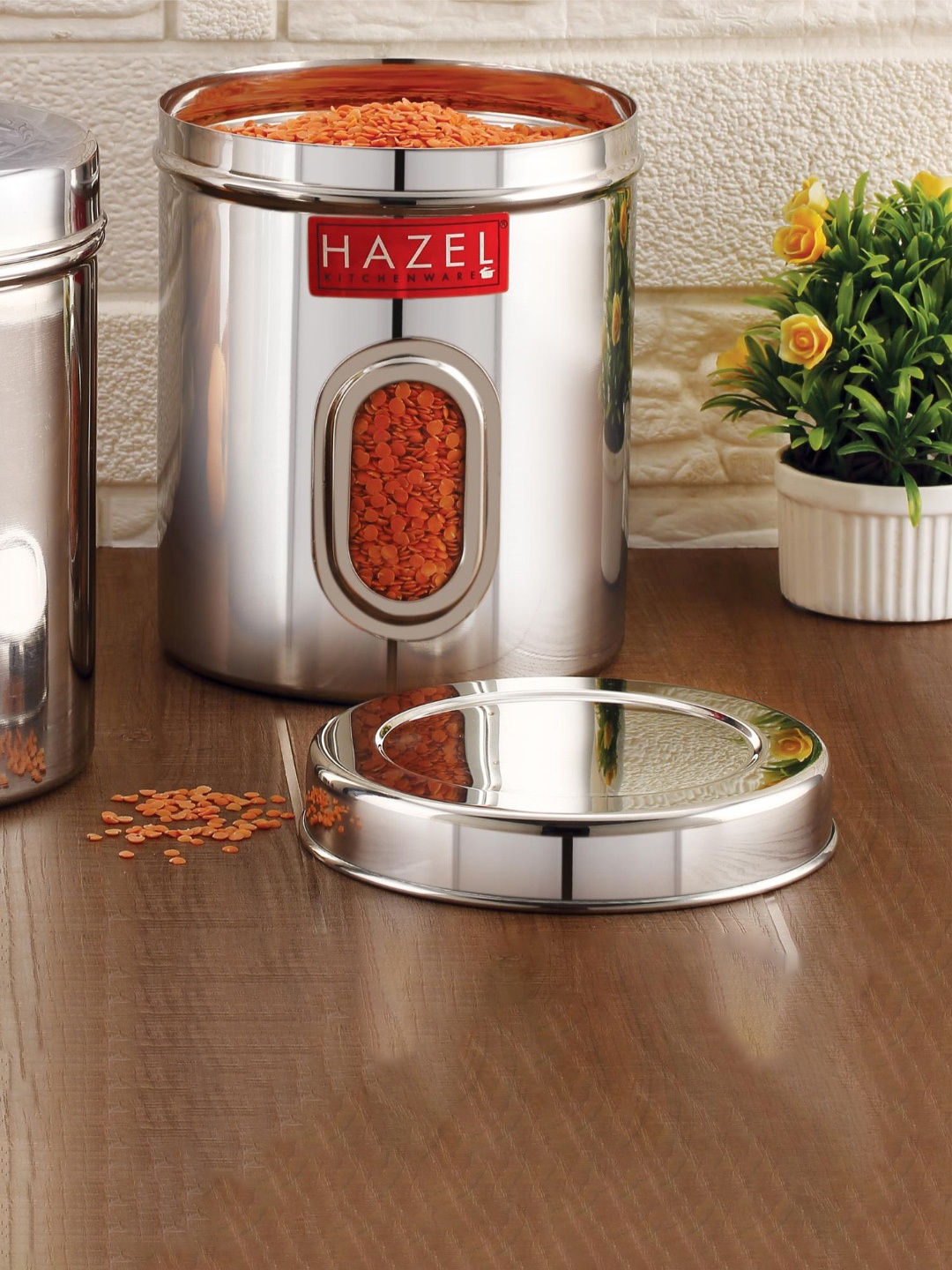 

HAZEL Silver Toned 4 Pieces Stainless Steel Kitchen Storage Air Tight Containers 1.7 L