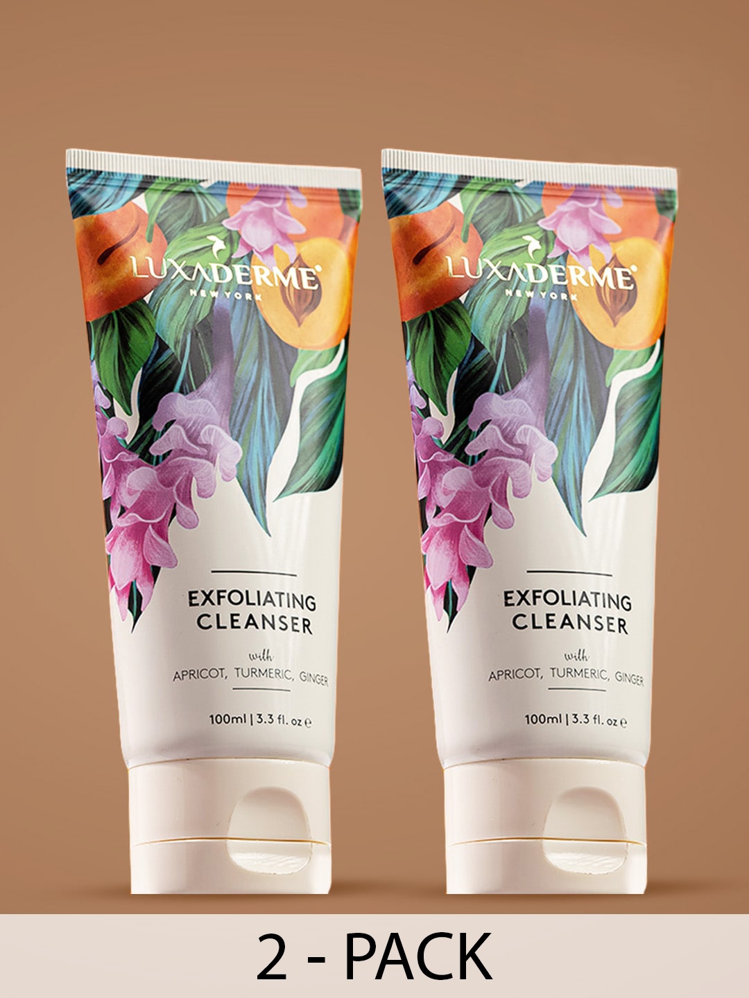 

LuxaDerme Set of 2 Exfoliating Cleanser with Turmeric & Ginger - 100 ml each, White