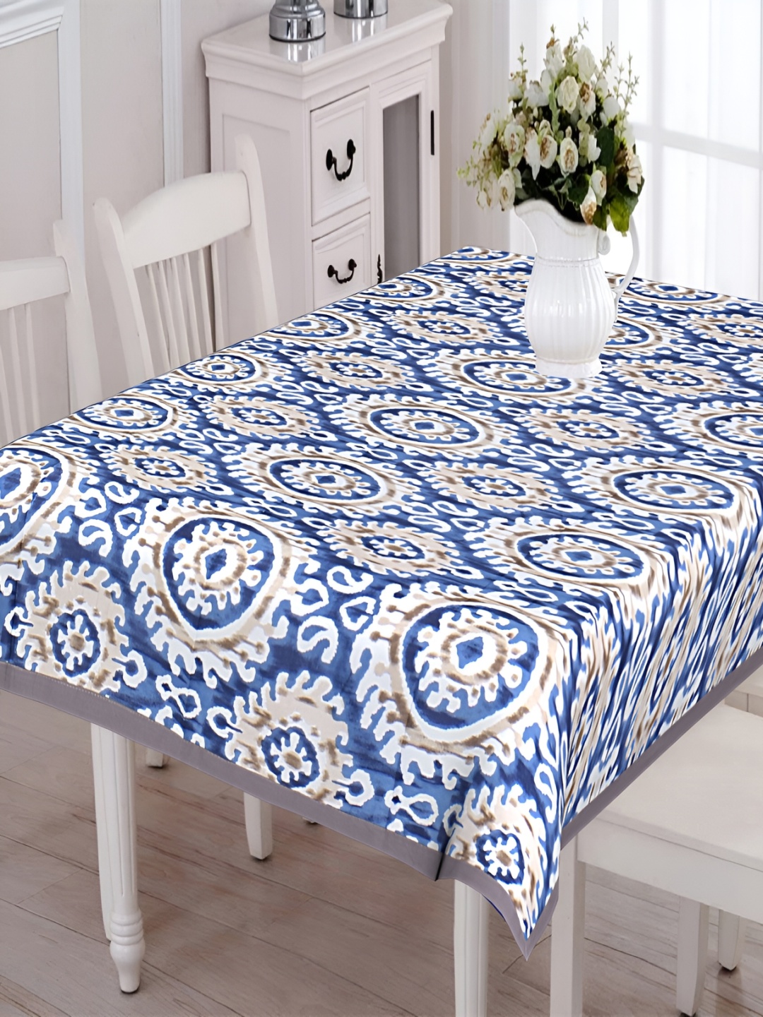

Texstylers Blue & White Ethnic Motifs Cotton Table Cover