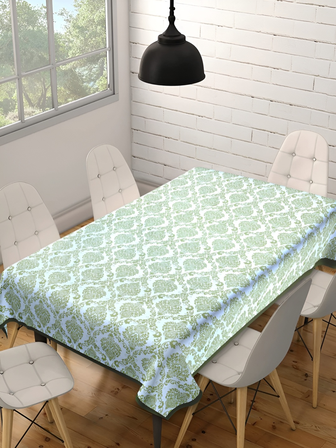 

Texstylers Lime Green Ethnic Motifs Anti Slip Cotton Rectangle 6 Seater Table Cover