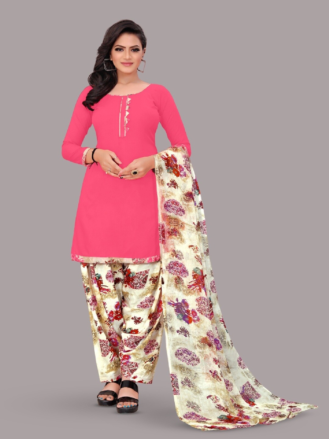 

APNISHA Unstitched Dress Material, Pink