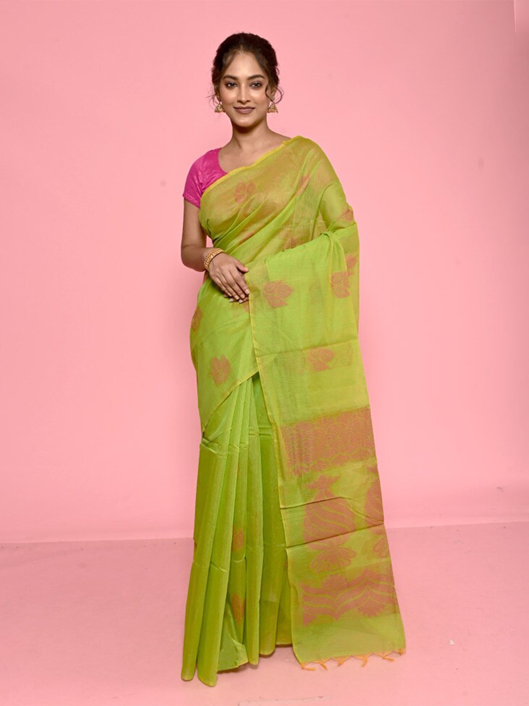 

AllSilks Ethnic Motif Woven Design Saree, Green