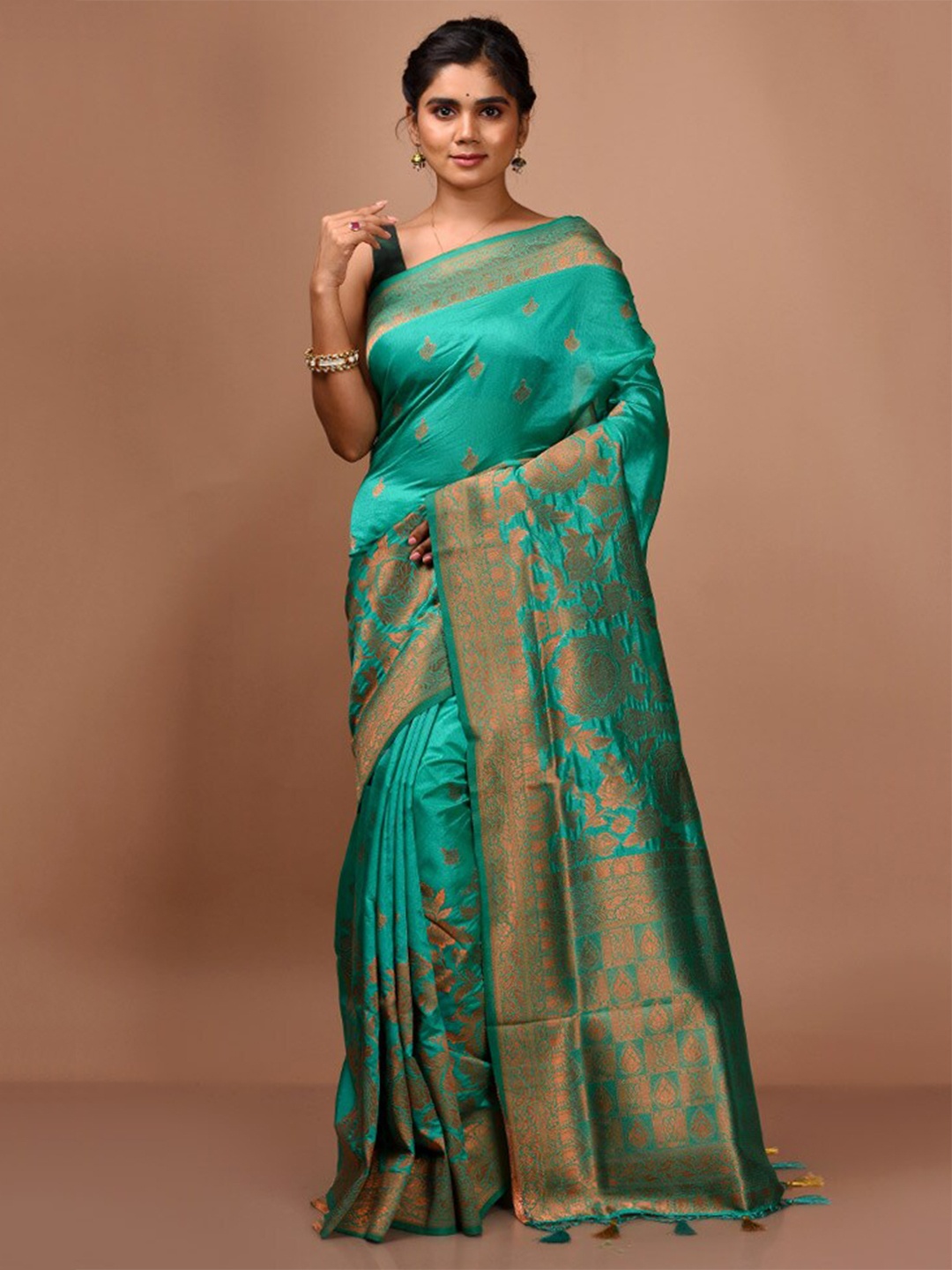 

AllSilks Woven Design Zari Saree, Green