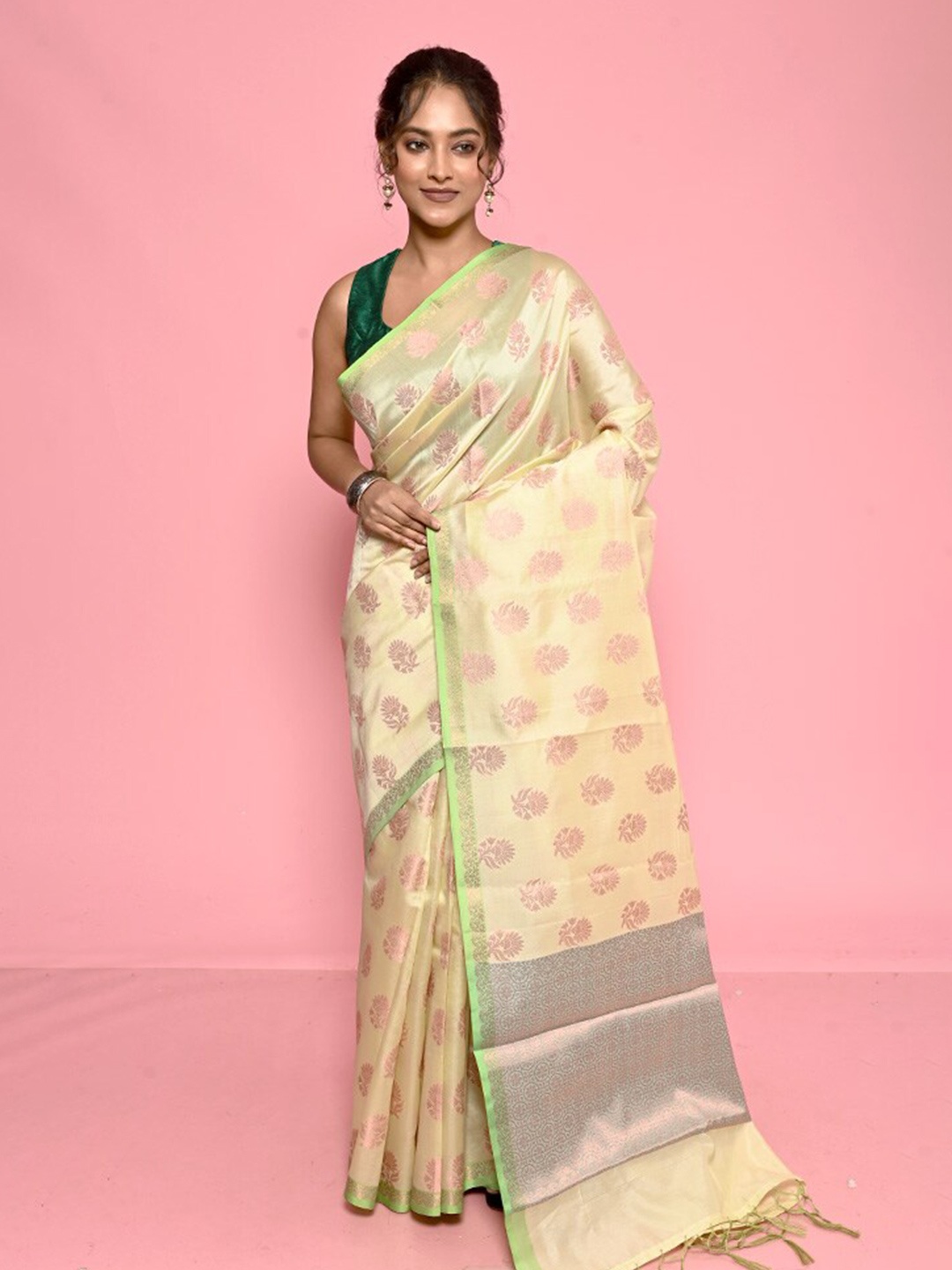

AllSilks Green Silk Cotton Saree