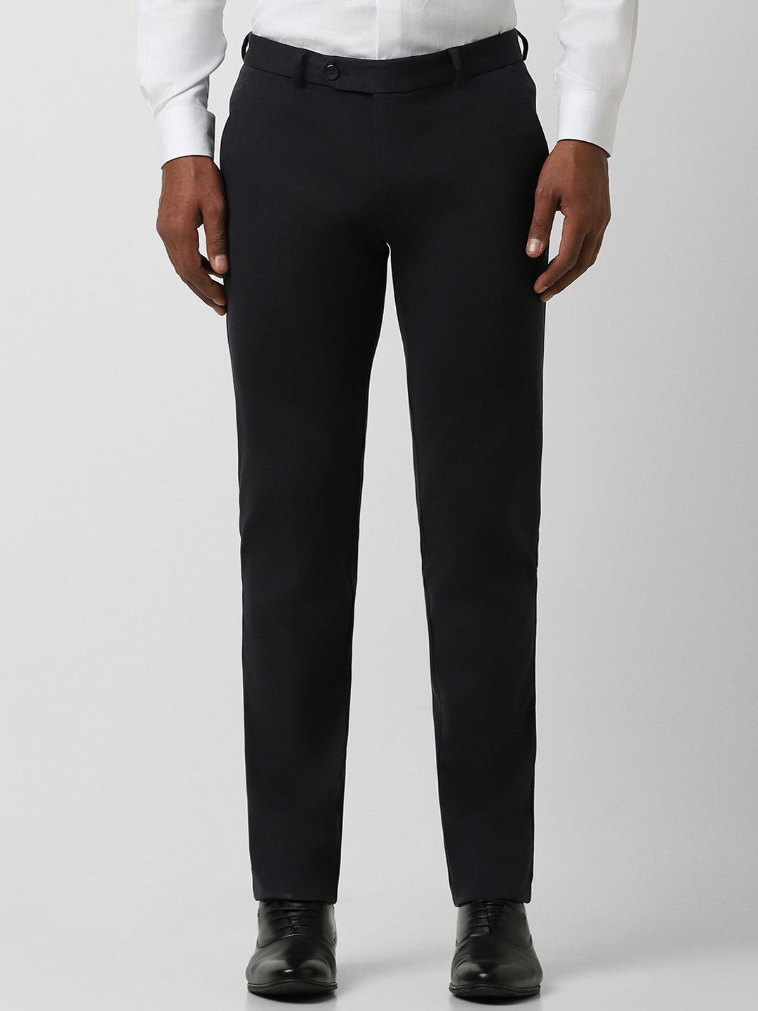 

Peter England Men Mid-Rise Slim Fit Formal Trousers, Black