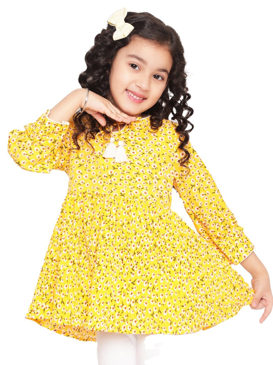 

BAESD Girls Floral Printed Peplum Top, Mustard