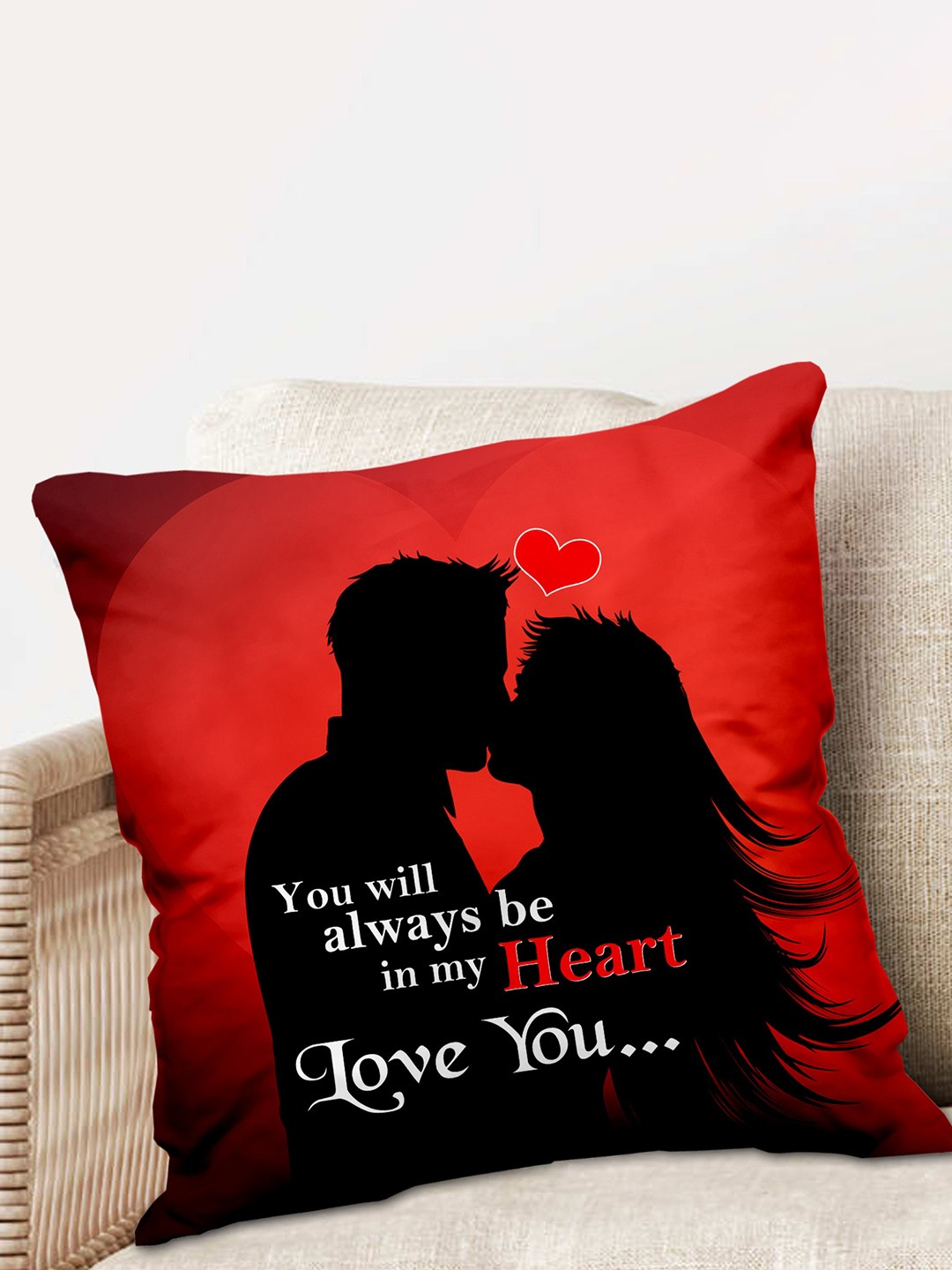 

ME & YOU Red & Black Printed Square Cushion
