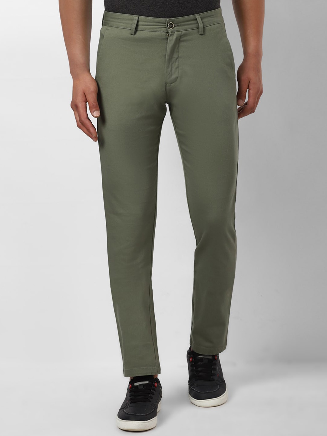 

Peter England Casuals Men Slim Fit Mid-Rise Trouser, Olive