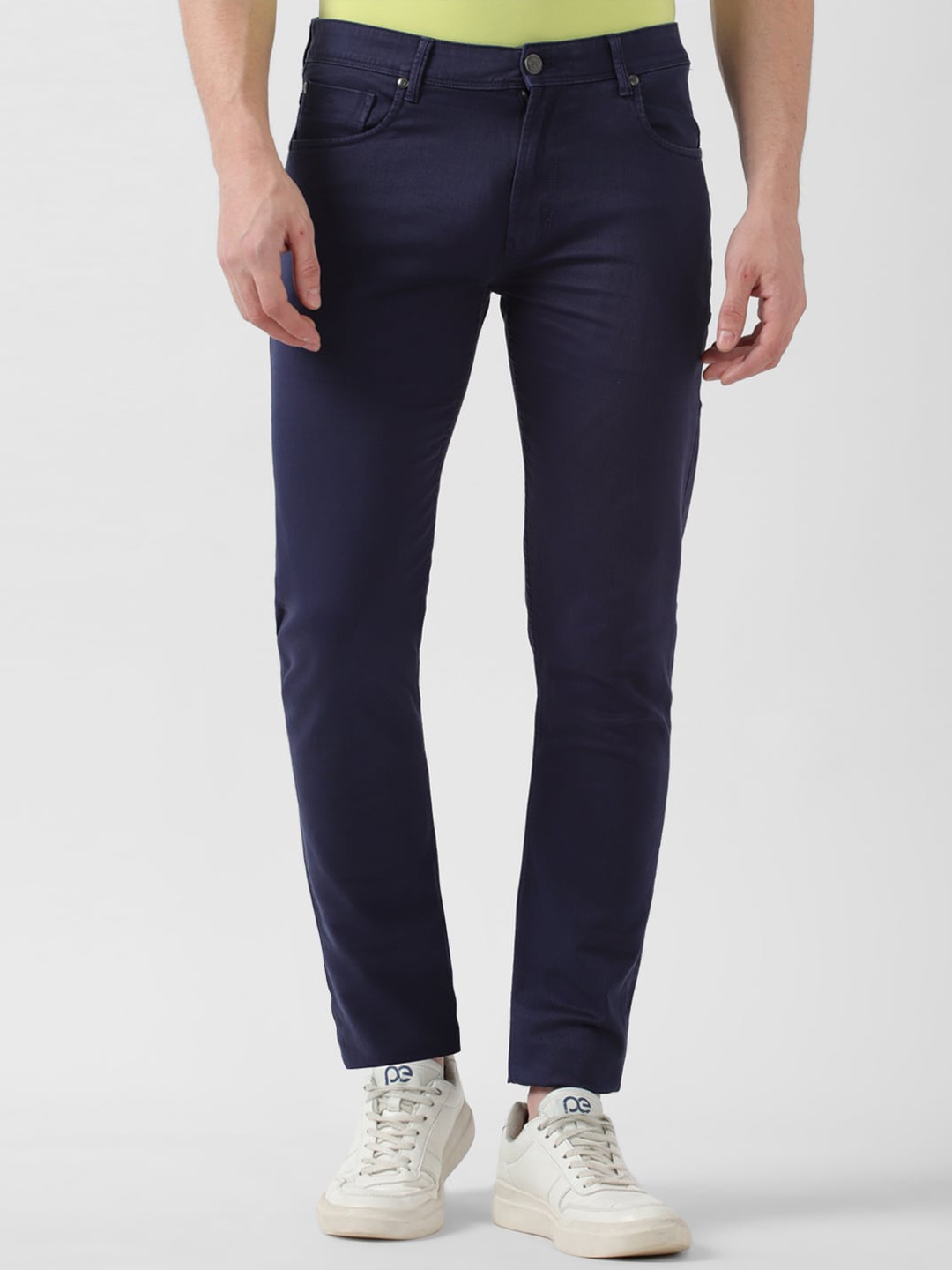 

Peter England Casuals Men Slim Fit Trousers, Navy blue