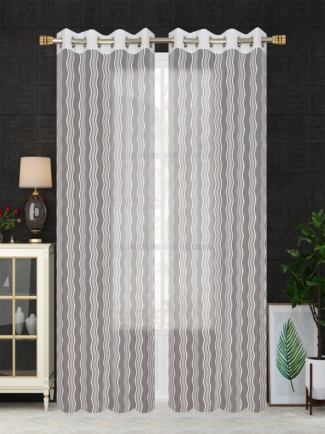 

Aura White 2 Pieces Eyelet Sheer Door Curtains