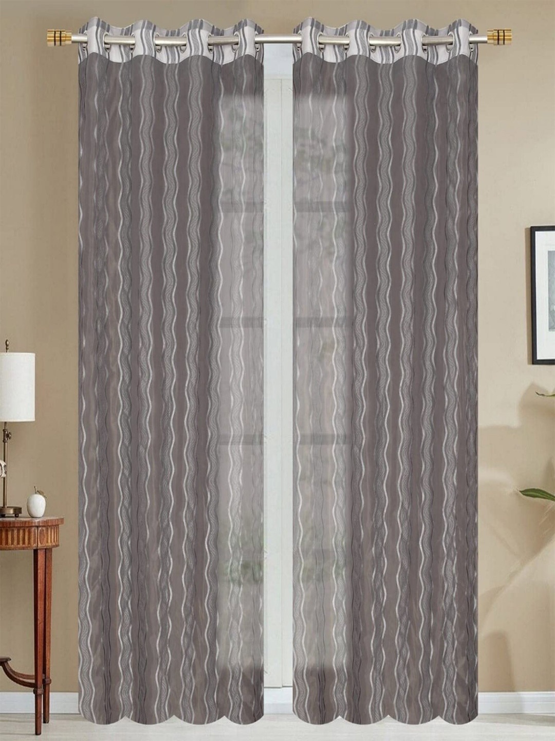 

Aura Grey 2 Pieces Sheer Long Door Curtains