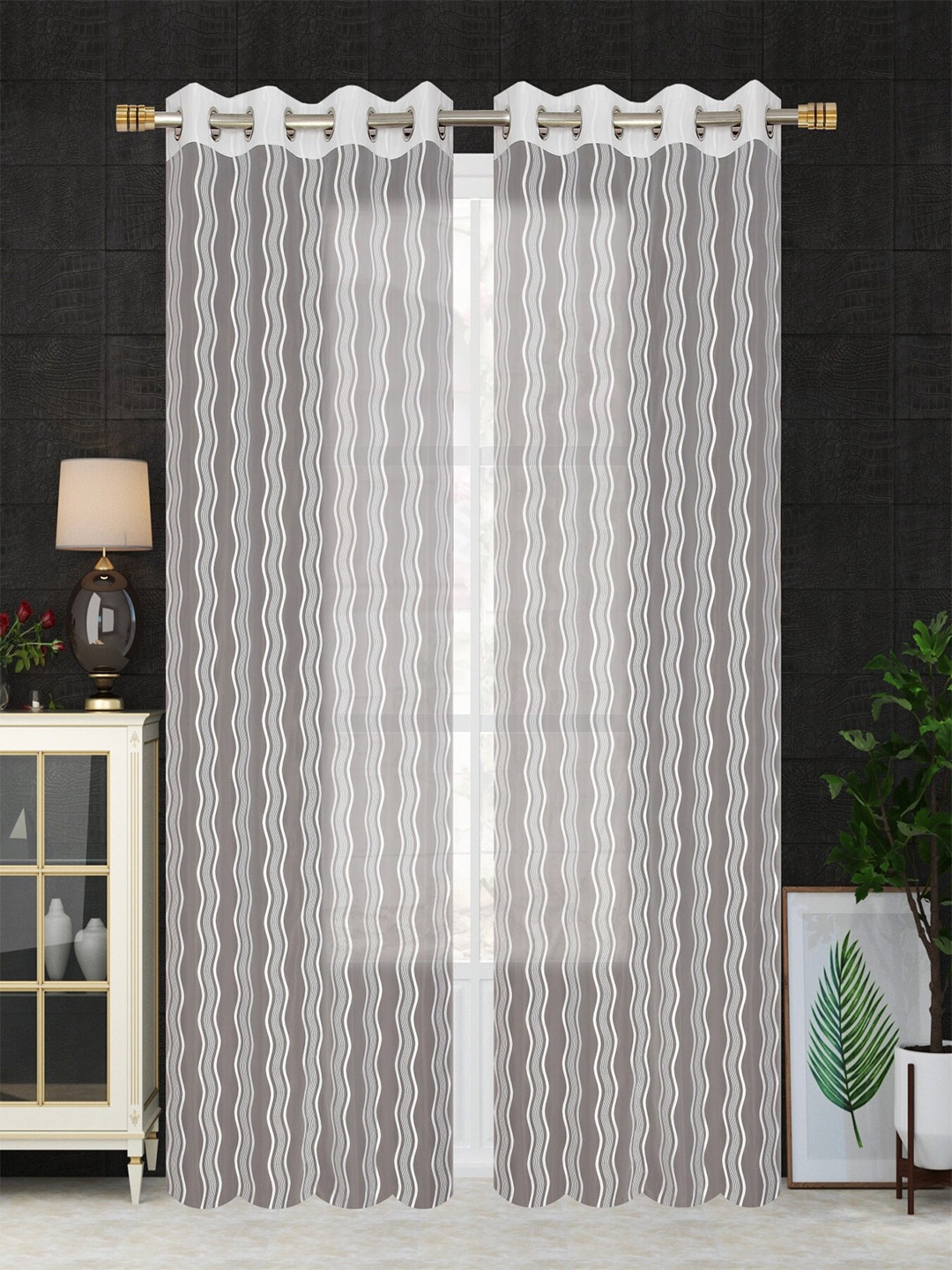 

Aura White 2 Pieces Sheer Long Door Curtains