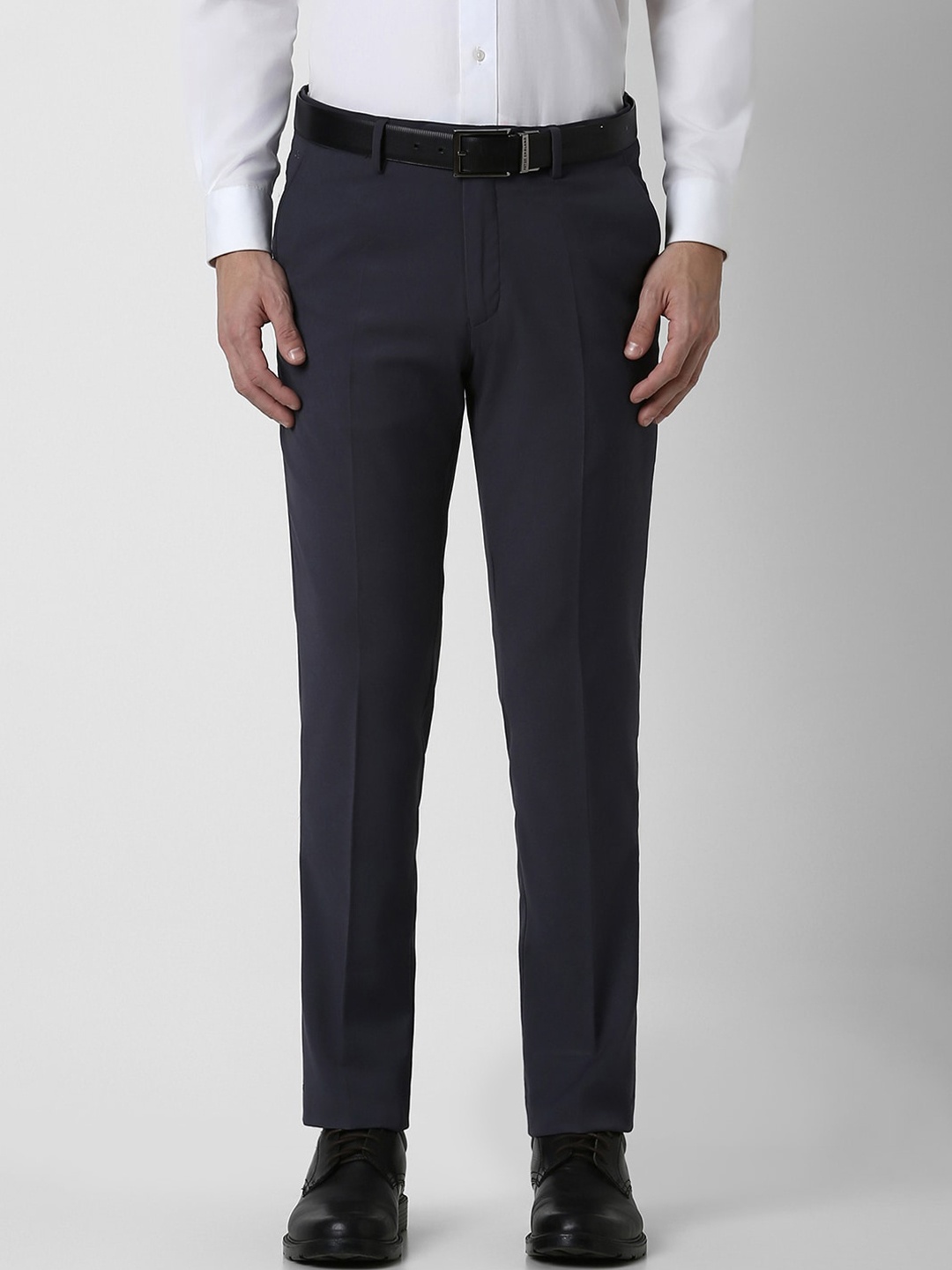 

Peter England Elite Men Slim Fit Mid-Rise Formal Trouser, Navy blue