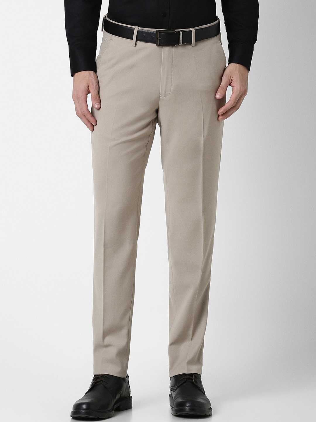 

Peter England Elite Men Slim Fit Formal Trousers, Beige