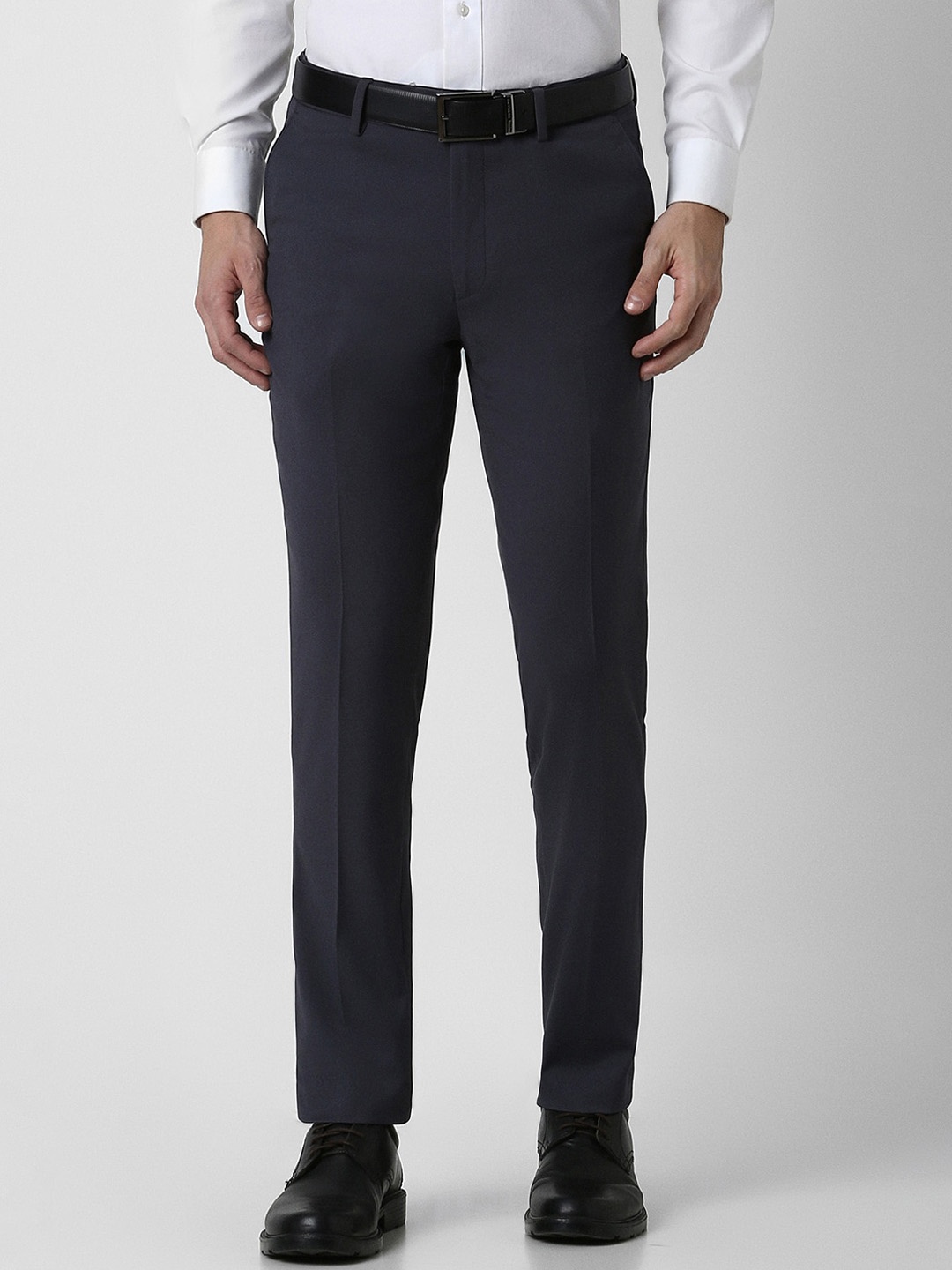 

Peter England Elite Men Slim Fit Mid-Rise Formal Trouser, Navy blue