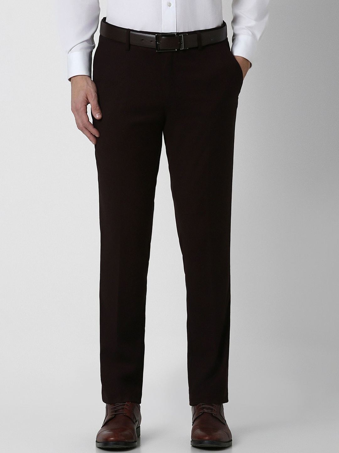 

Peter England Elite Men Slim Fit Mid-Rise Formal Trouser, Brown