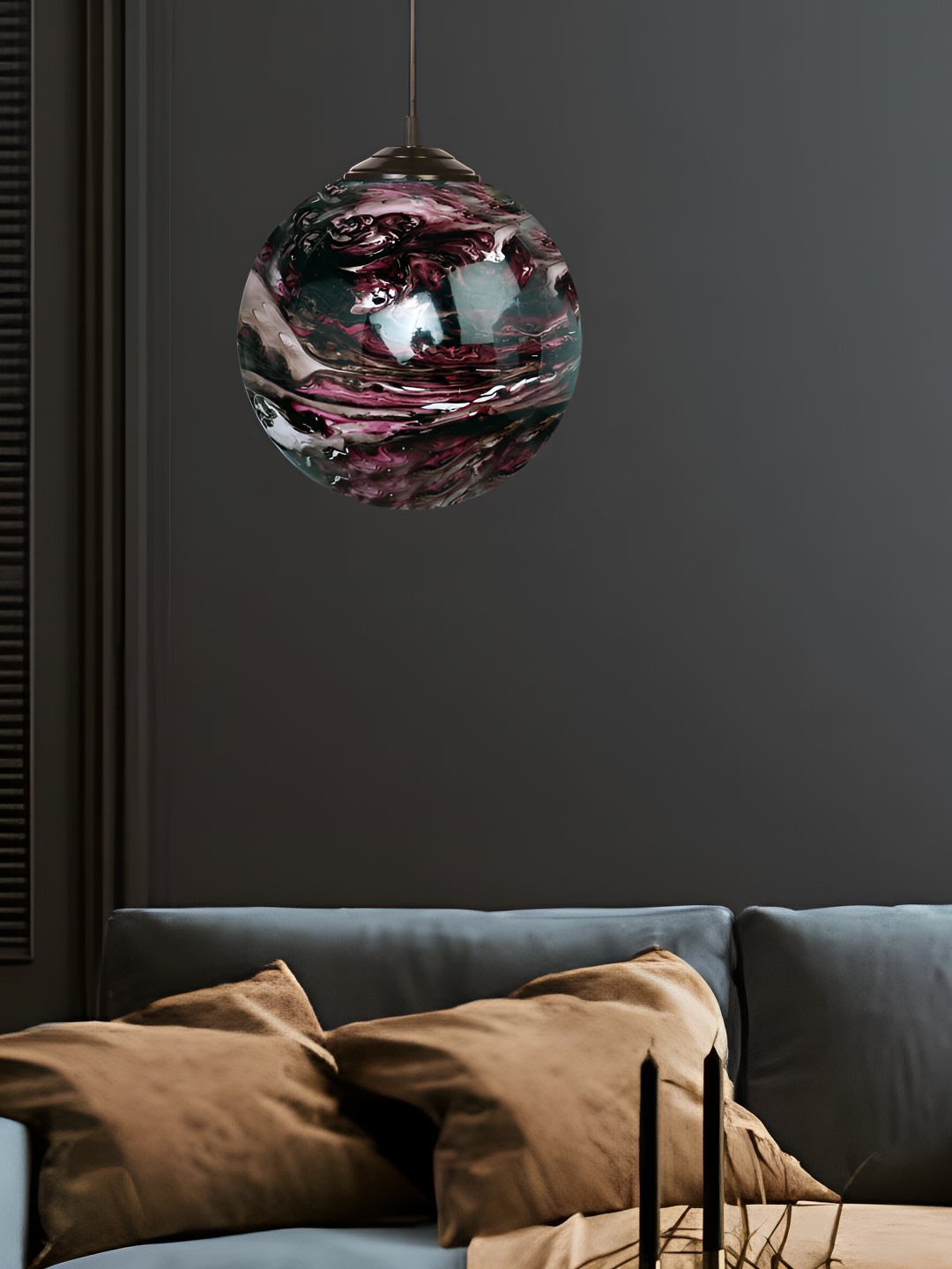 

Clovefry Pink & Black Glass Spherical Ceiling Lamp