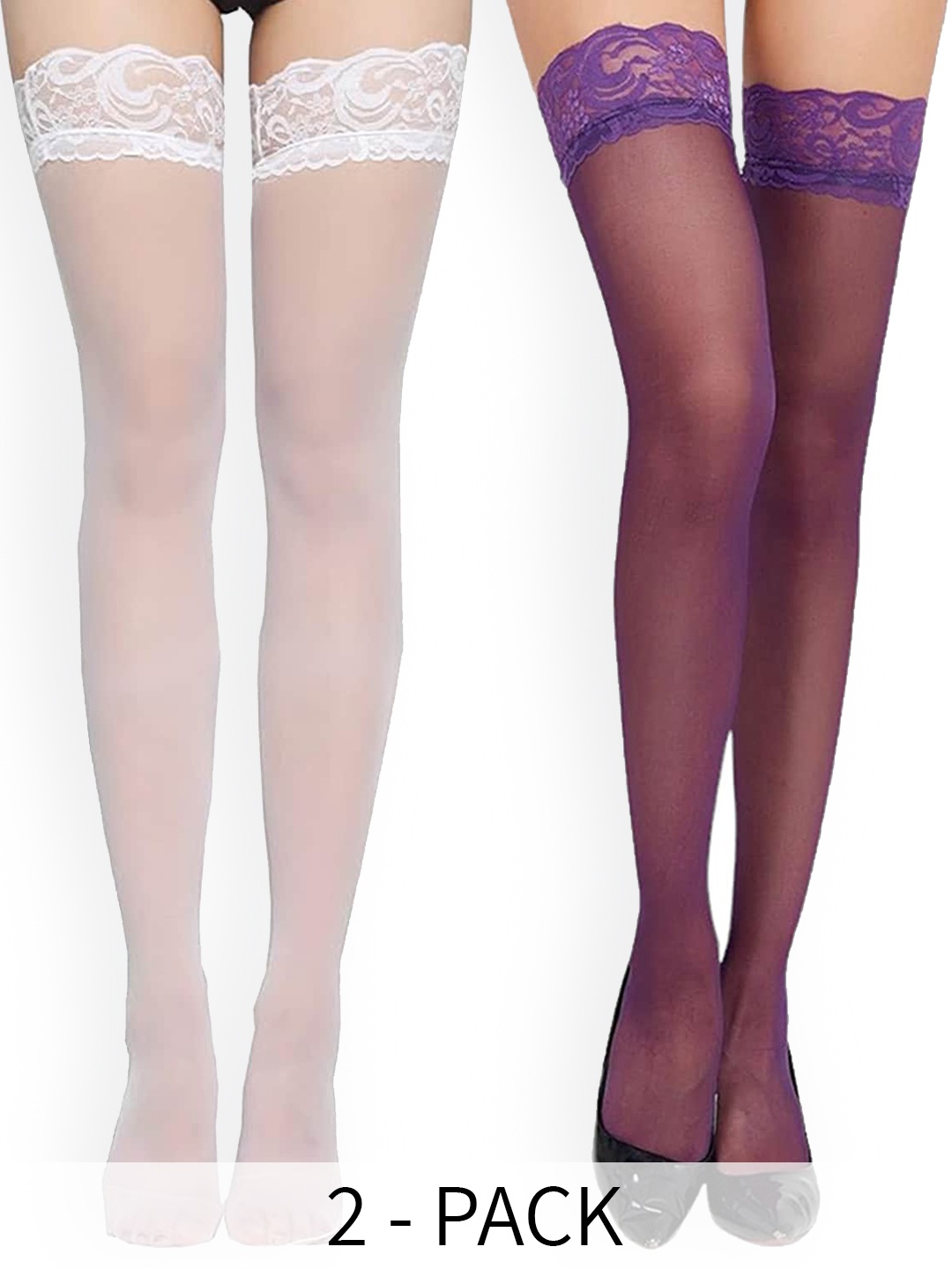 

BAESD Women Pack Of 2 Sheer Stockings, Purple