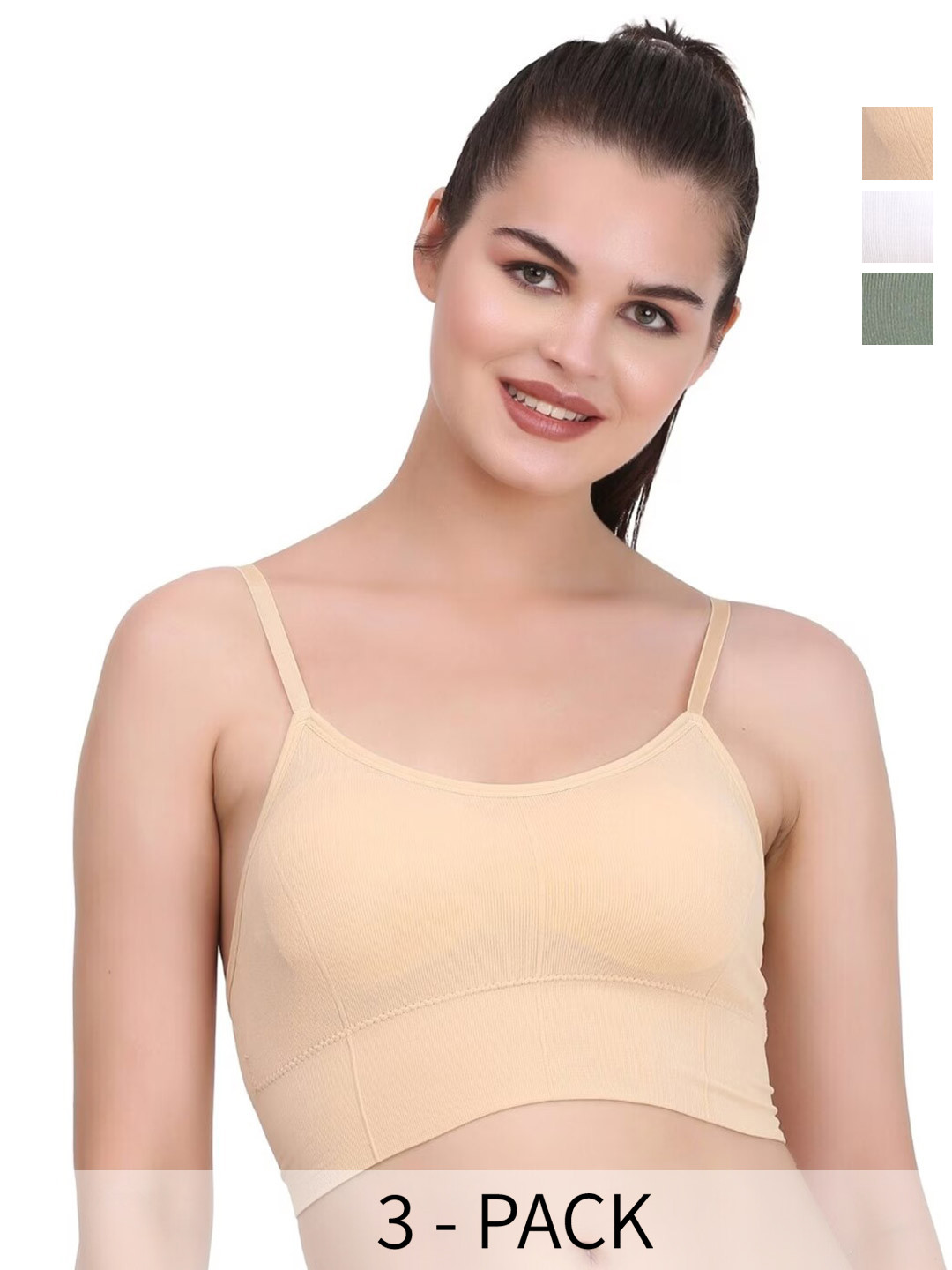 

UNDER 1000 Pack Of 3 Lightly Padded Removable Padding Rapid Dry All Day Comfort T Shirt Bras, White