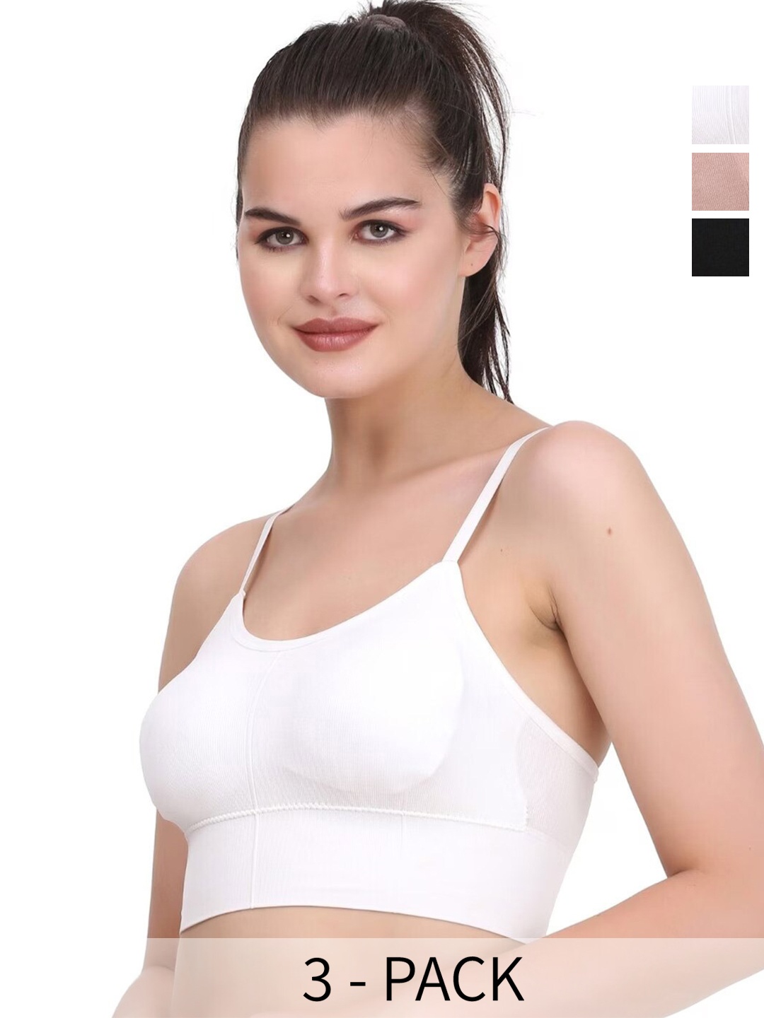 

UNDER 1000 Pack of 3 Full Coverage Rapid Dry T-shirt Bra with All Day Comfort, White