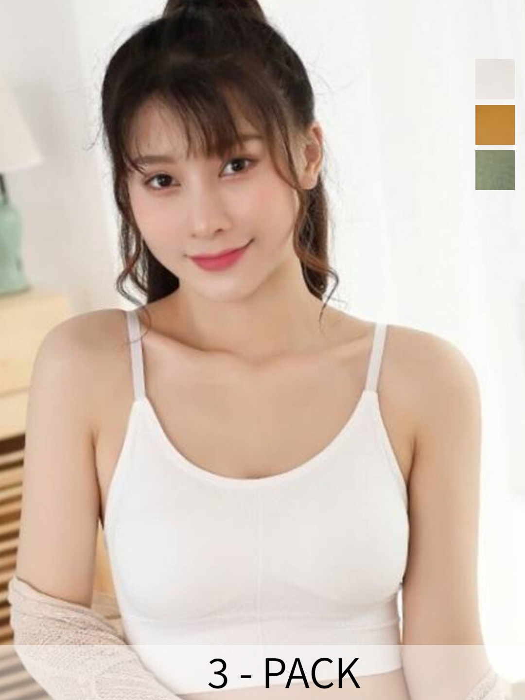 

UNDER 1000 Pack of 3 Full Coverage Dry Fit Cotton T-shirt Bra with All Day Comfort, White