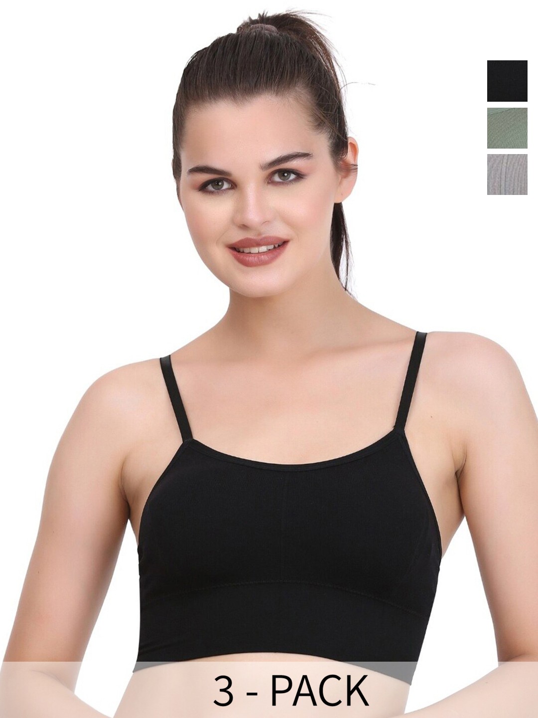 

UNDER 1000 Pack Of 3 Full Coverage Lightly Padded Rapid-Dry T-shirt bras, Black