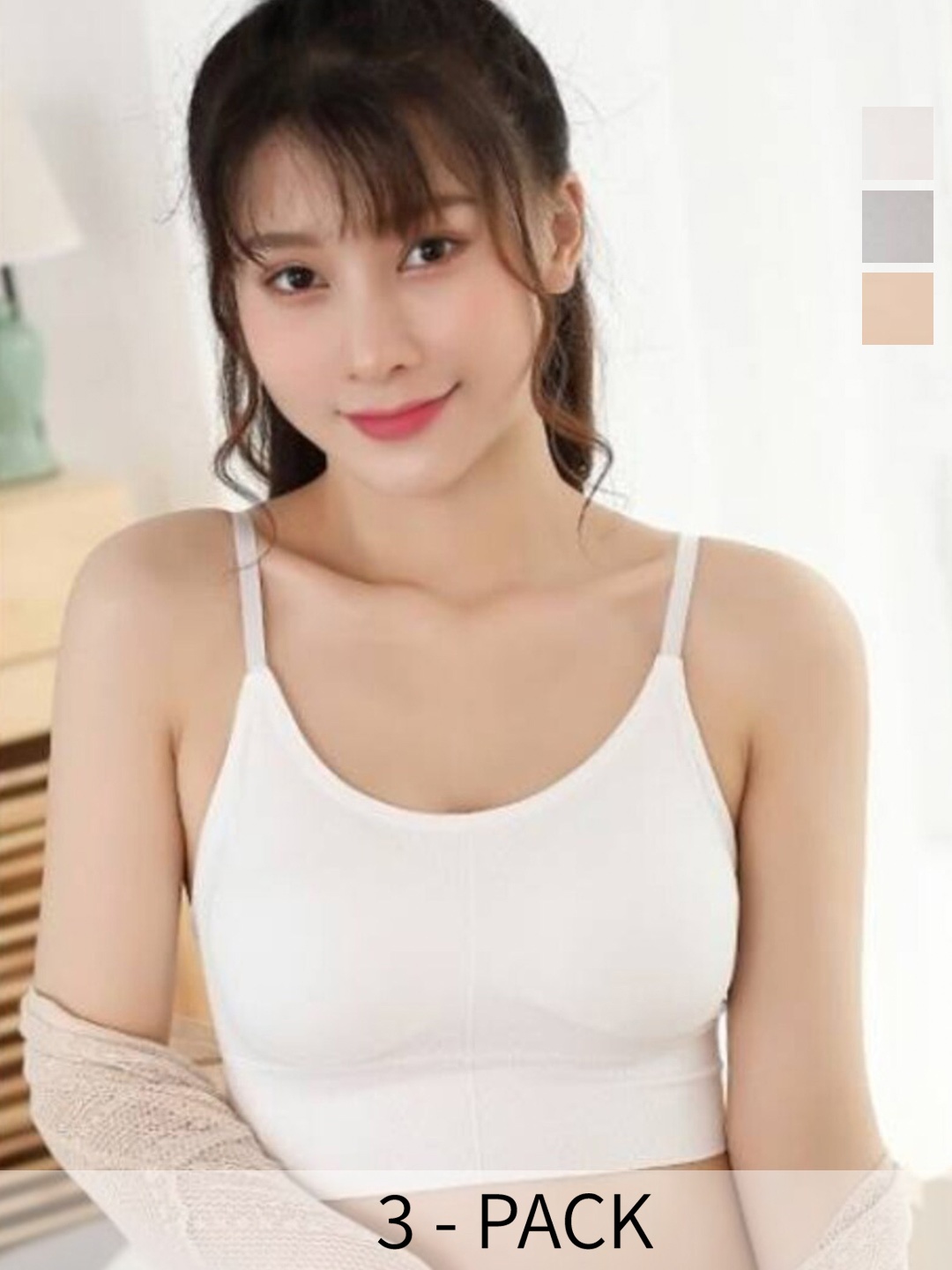 

UNDER 1000 Pack Of 3 Full Coverage Lightly Padded Dry Fit Cotton T-shirt bras, White
