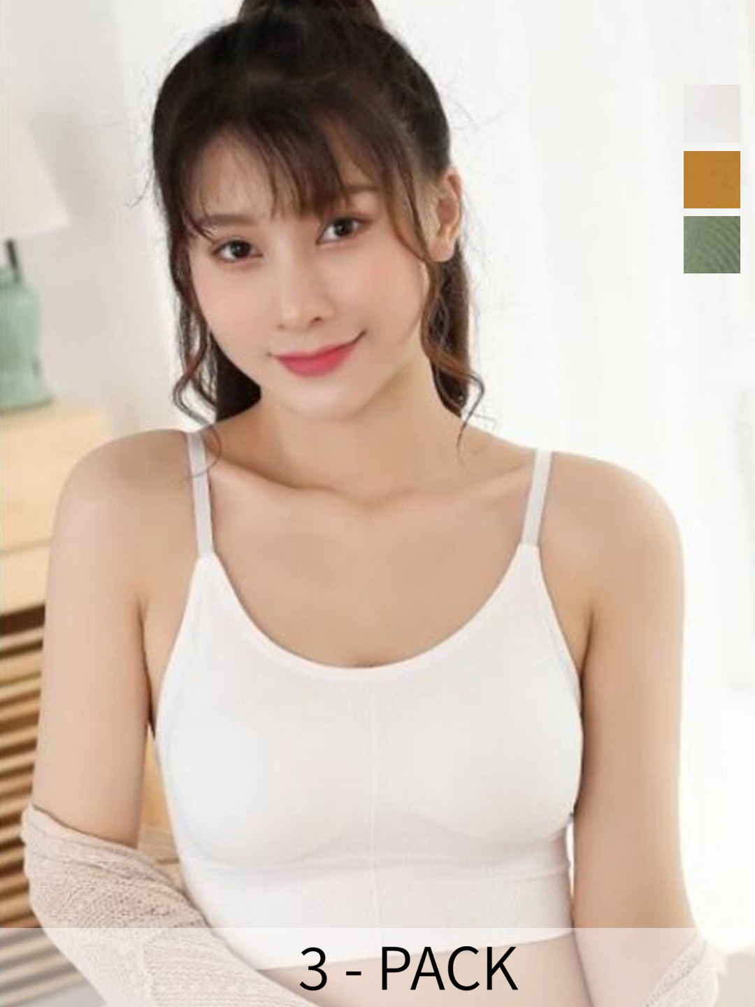 

UNDER 1000 Pack Of 3 Full Coverage Lightly Padded Rapid-Dry T-shirt bras, White