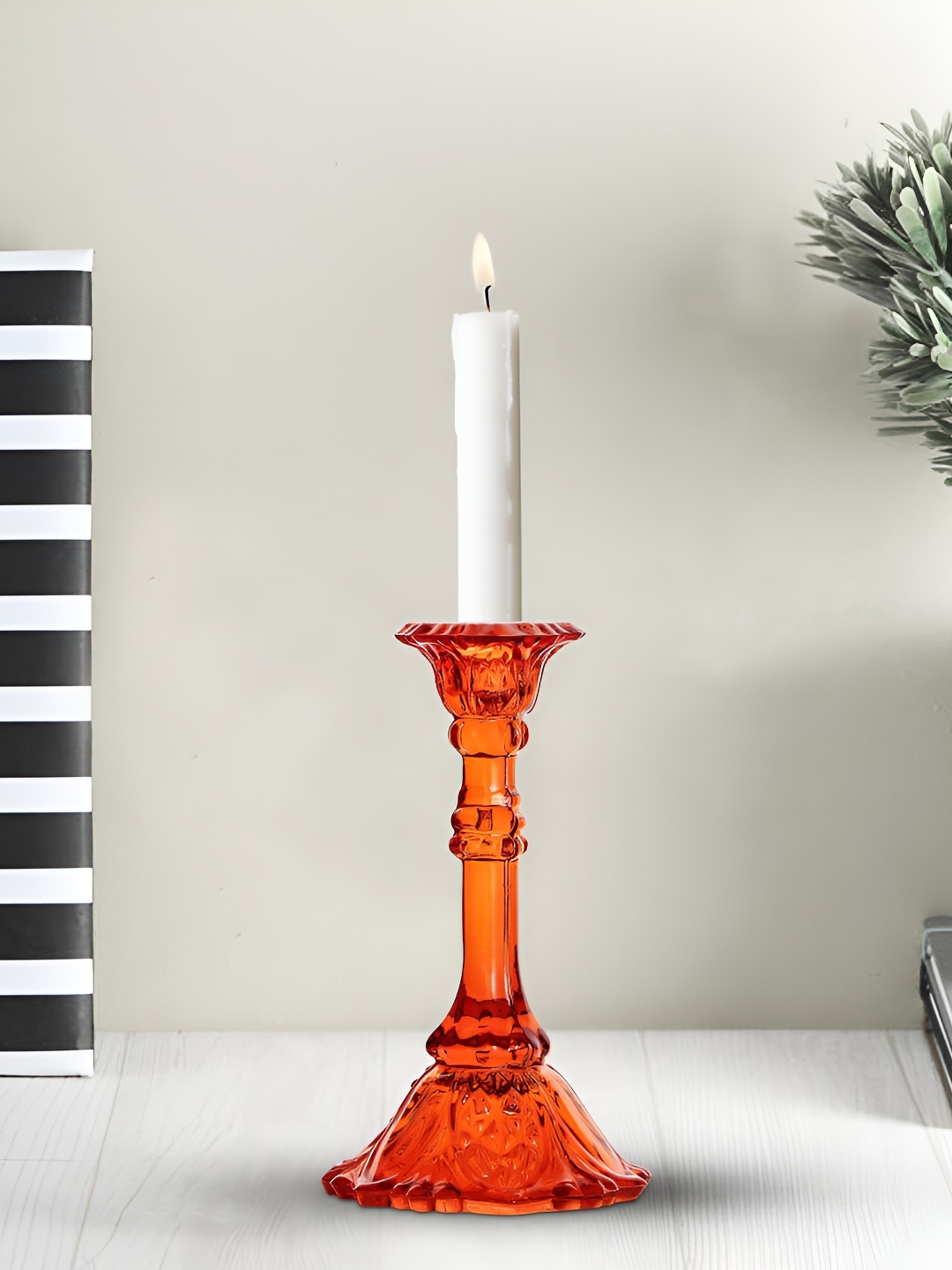 

Clovefry Orange Textured Antique Candle Holder