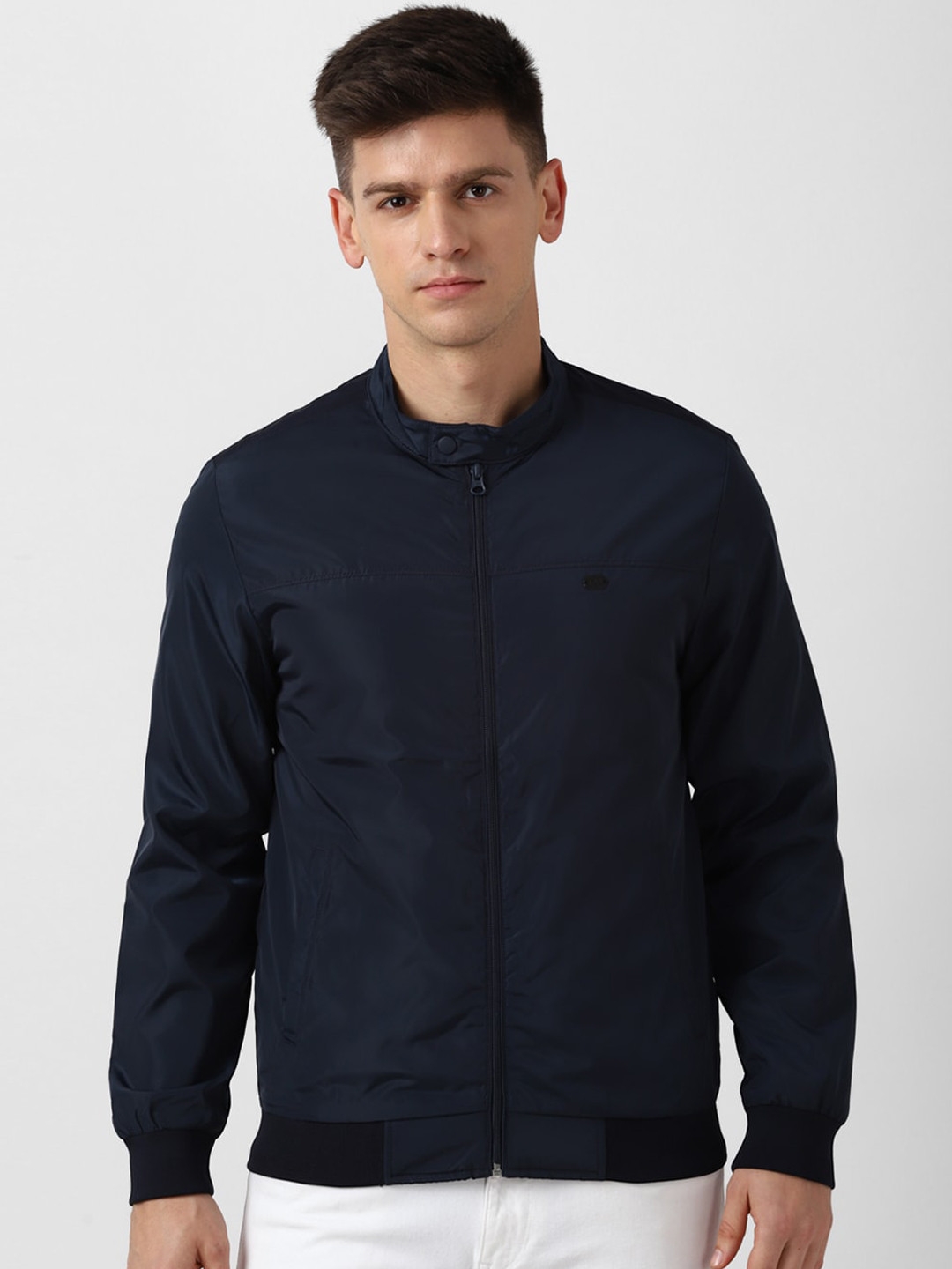

Peter England Casuals Stand Collar Bomber Jacket, Navy blue