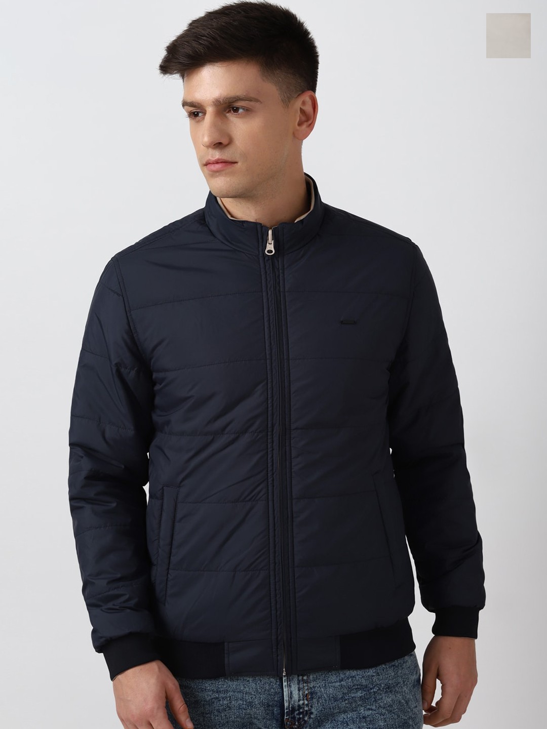 

PETER ENGLAND UNIVERSITY Mock Collar Open Front Jacket, Navy blue