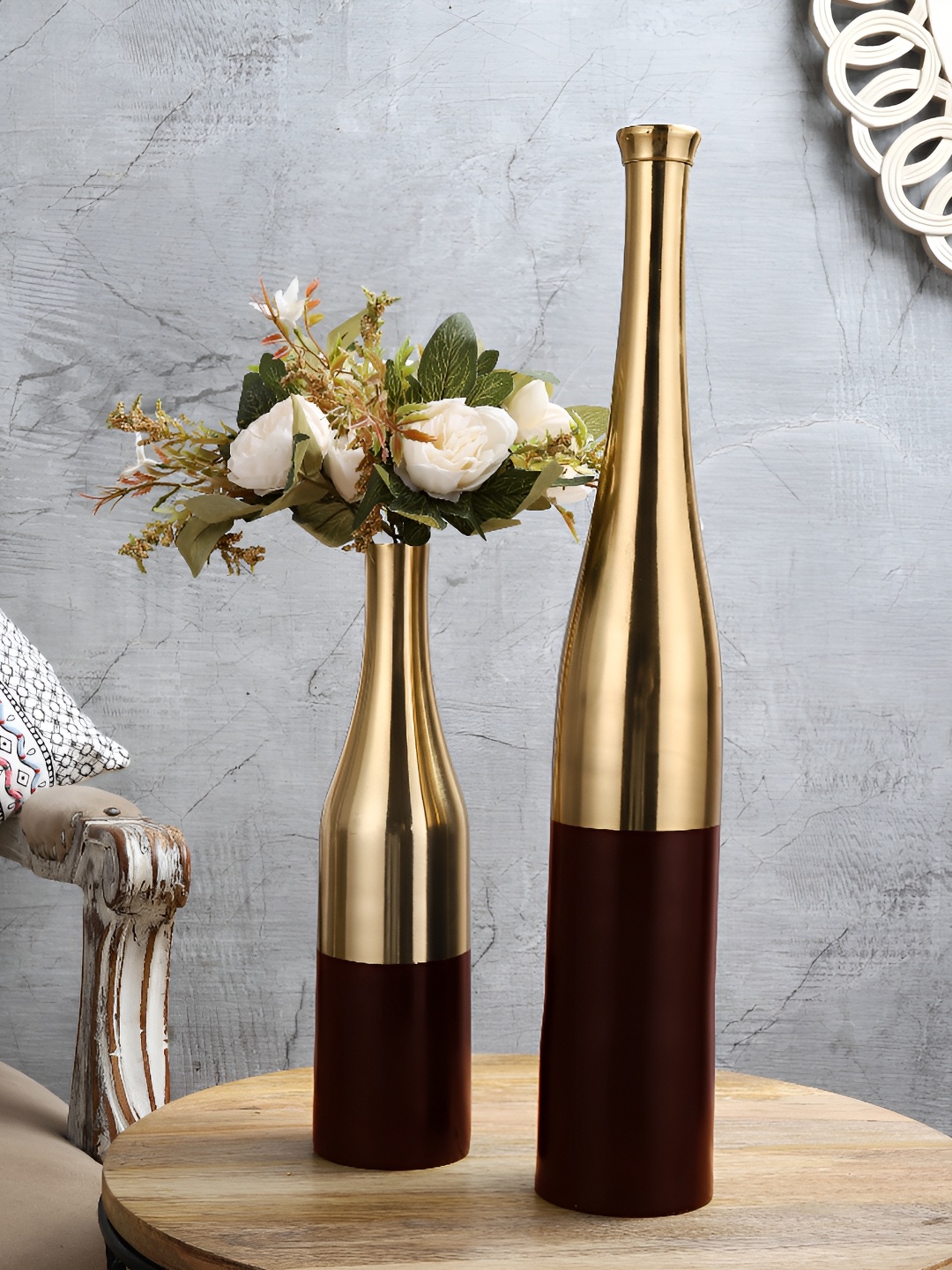 

Decor de Maison 2-pcs Champagne Bottle Vase, Gold