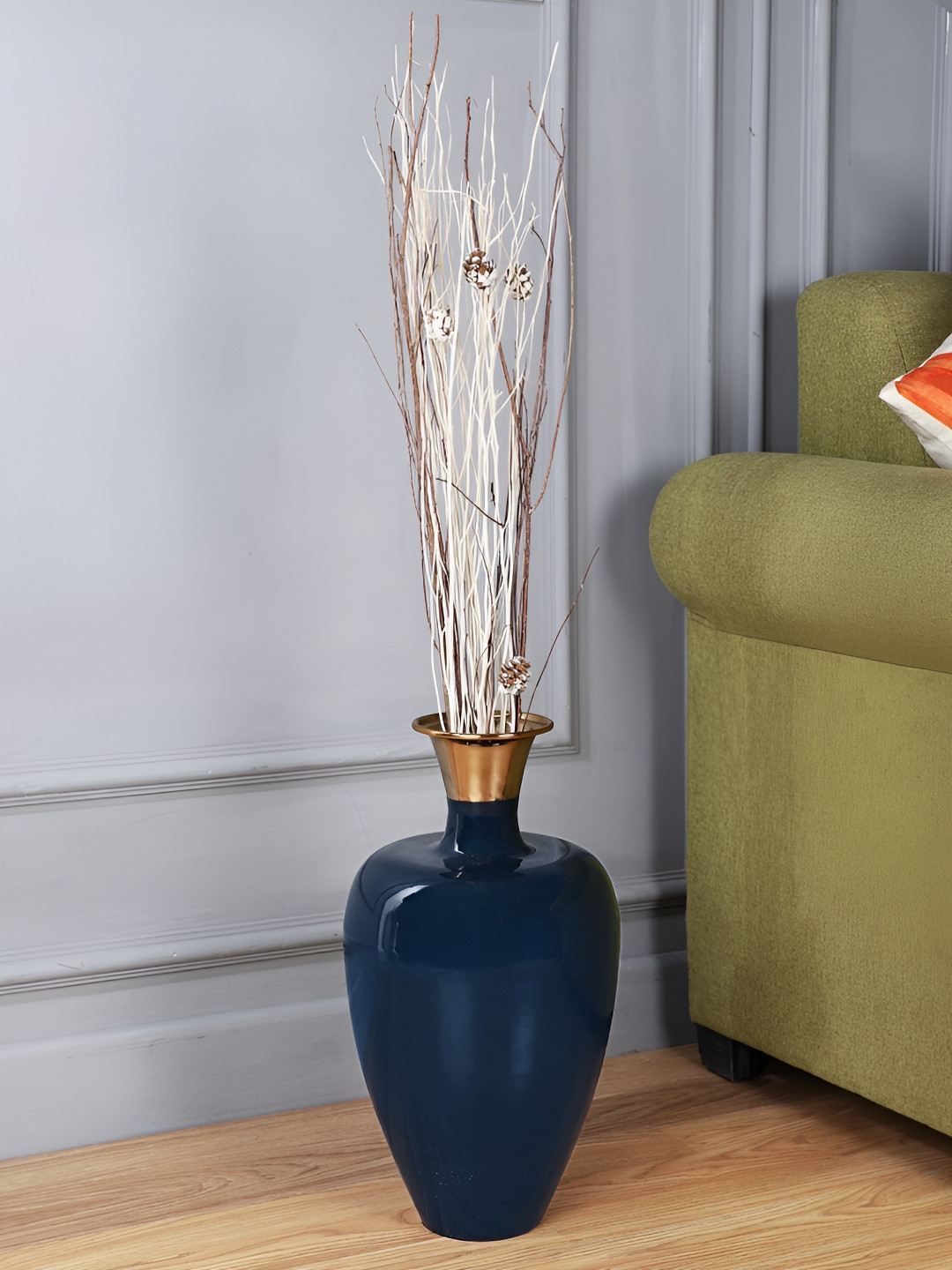 

Decor de Maison Teal Blue Brass Flower Vase