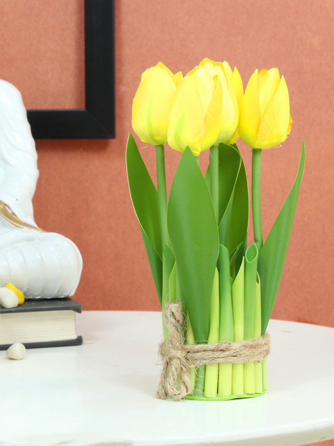 

TIED RIBBONS Yellow & Green Tulip Lily Artificial Flowers & Plants