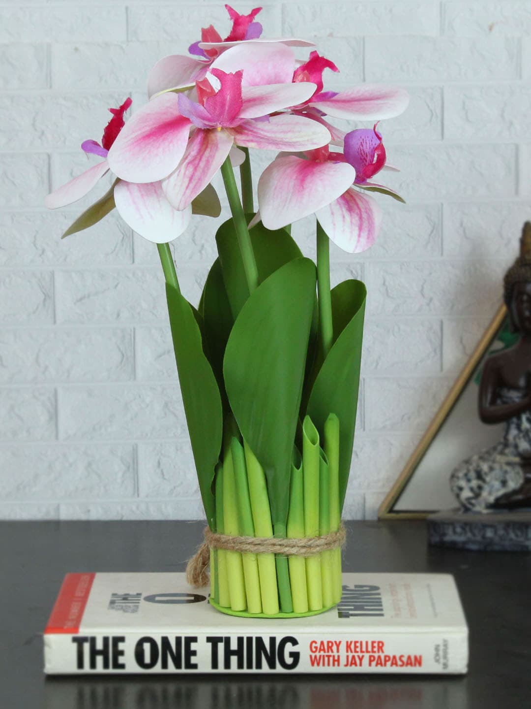 

TIED RIBBONS Pink & Green Artificial Orchid Flowers & Plants