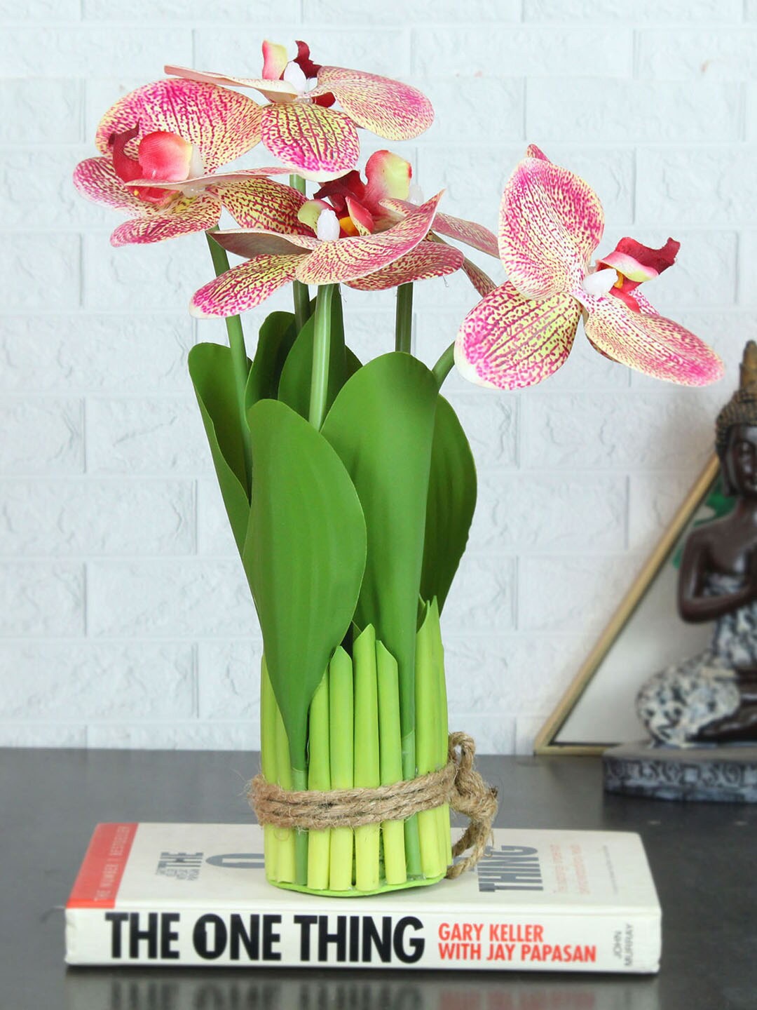 

TIED RIBBONS Pink & Green Artificial Orchid Flowers & Plants