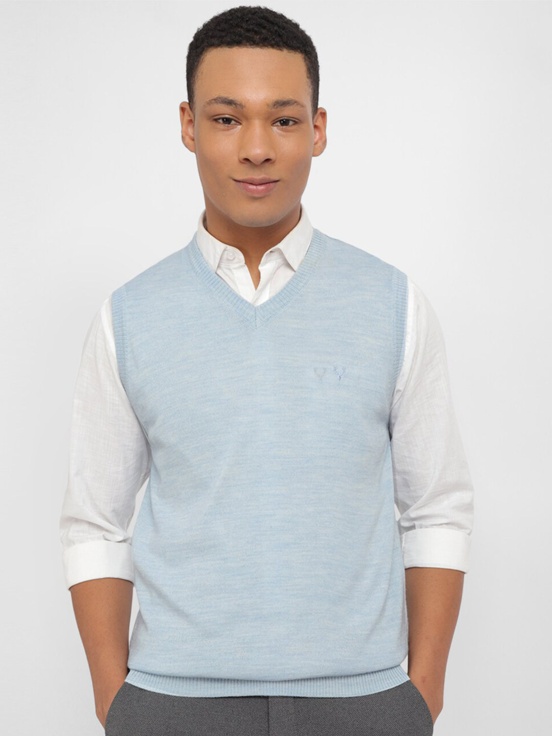 

Allen Solly V-Neck Cotton Wool Sweater Vest, Blue