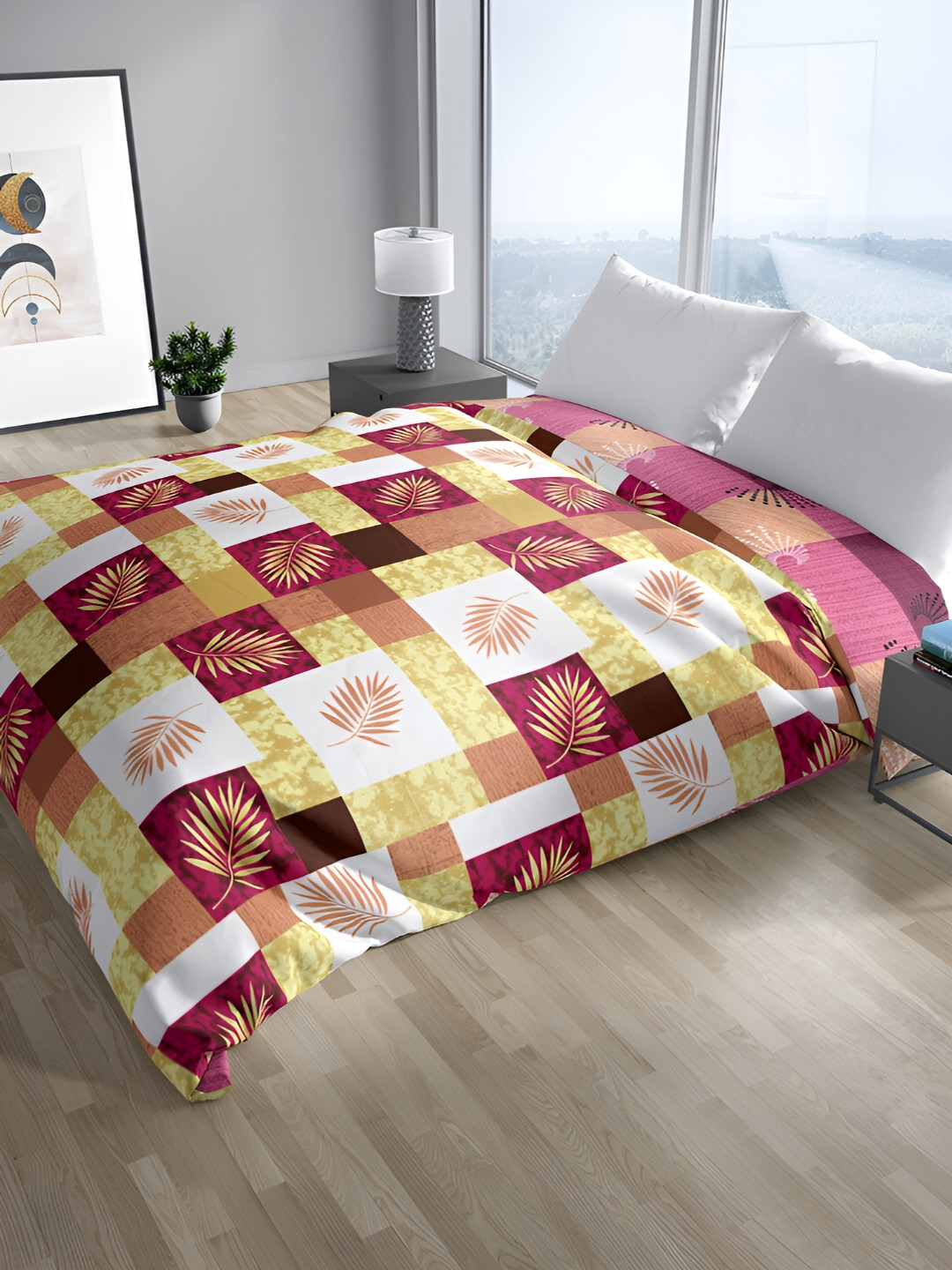 

Sassoon Melrose Yellow & White Floral Mild Winter Cotton 380 GSM Double Bed Quilt