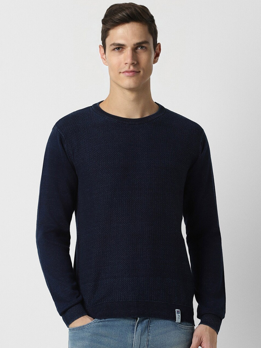 

Peter England Casuals Textured Crew Neck Pure Cotton Pullover, Navy blue