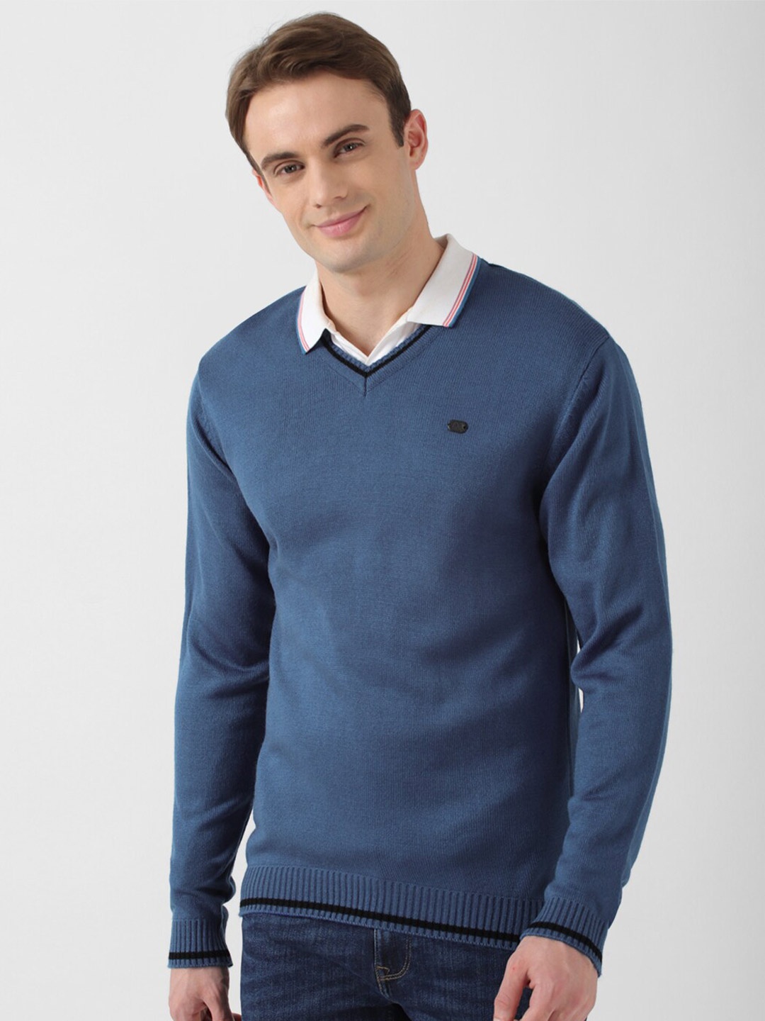 

Peter England Casuals V-Neck Pure Acrylic Pullover, Blue