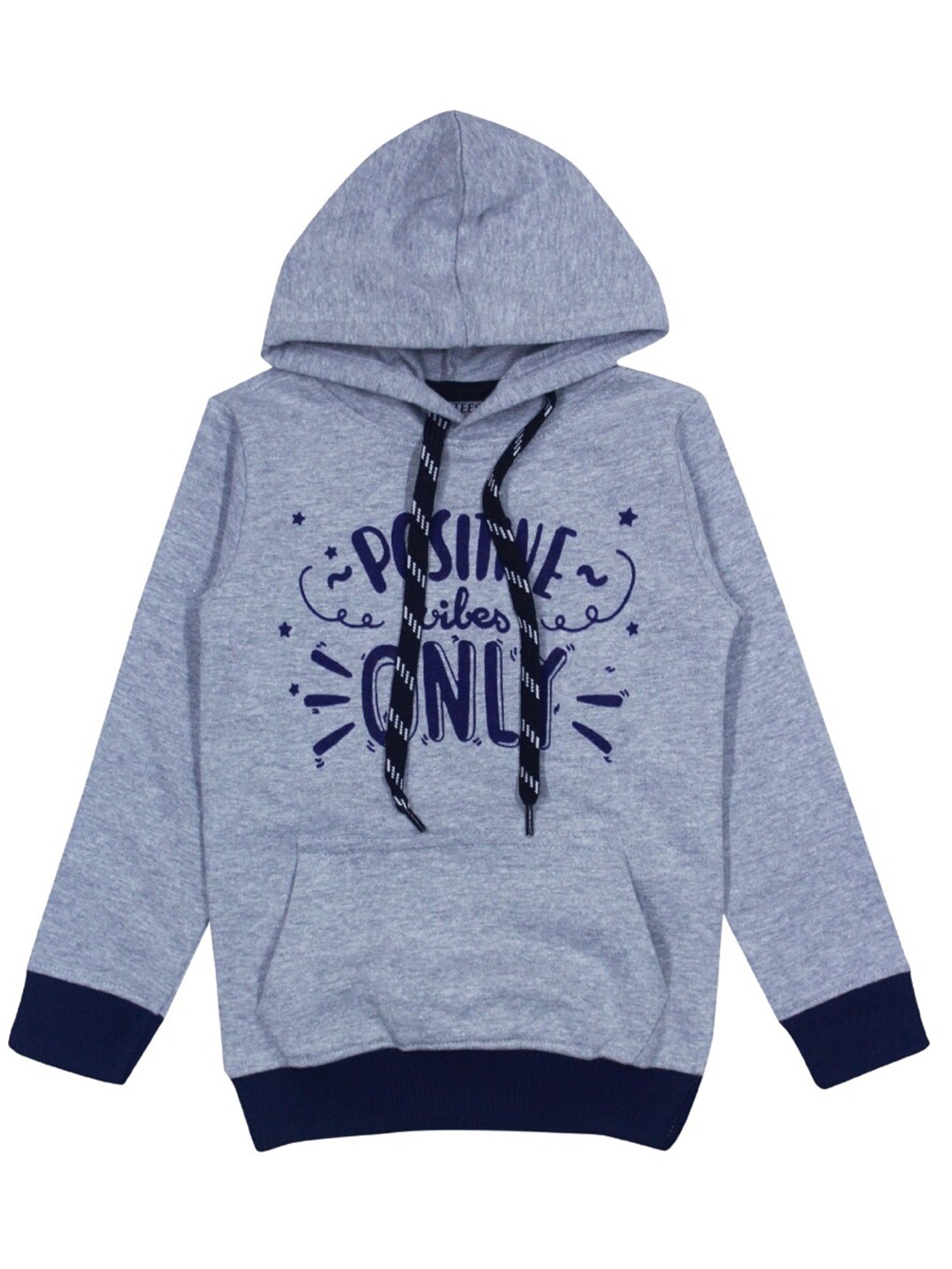 

CoolTees4U Kids Typography Printed Hooded Ribbed Pullover Sweatshirt, Grey