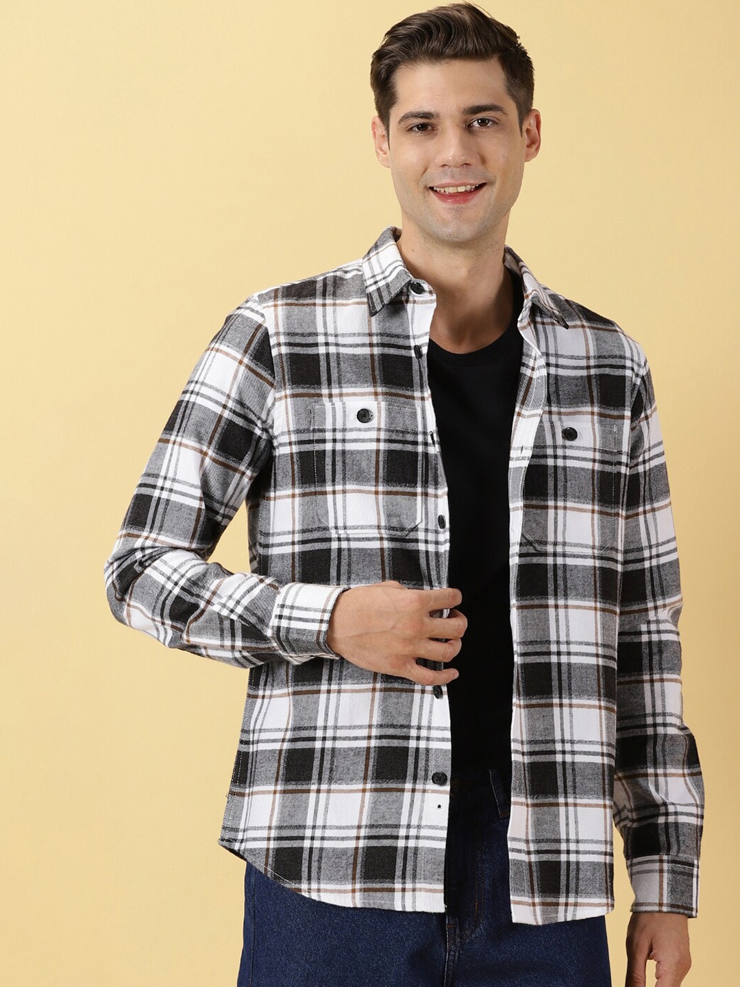 

Thomas Scott Standard Slim Fit Tartan Checked Casual Shirt, Black