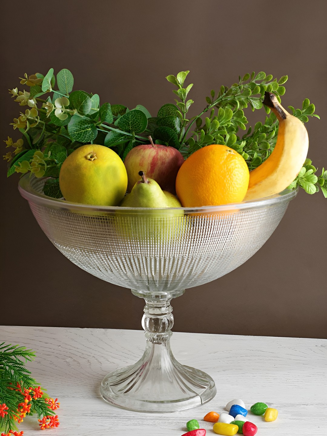 Clovefry Transparent Glass Fruit Display Decorative Bowls
