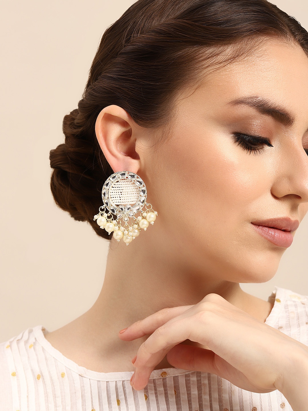 

House of Pataudi Gold-Plated Circular Studs Earrings